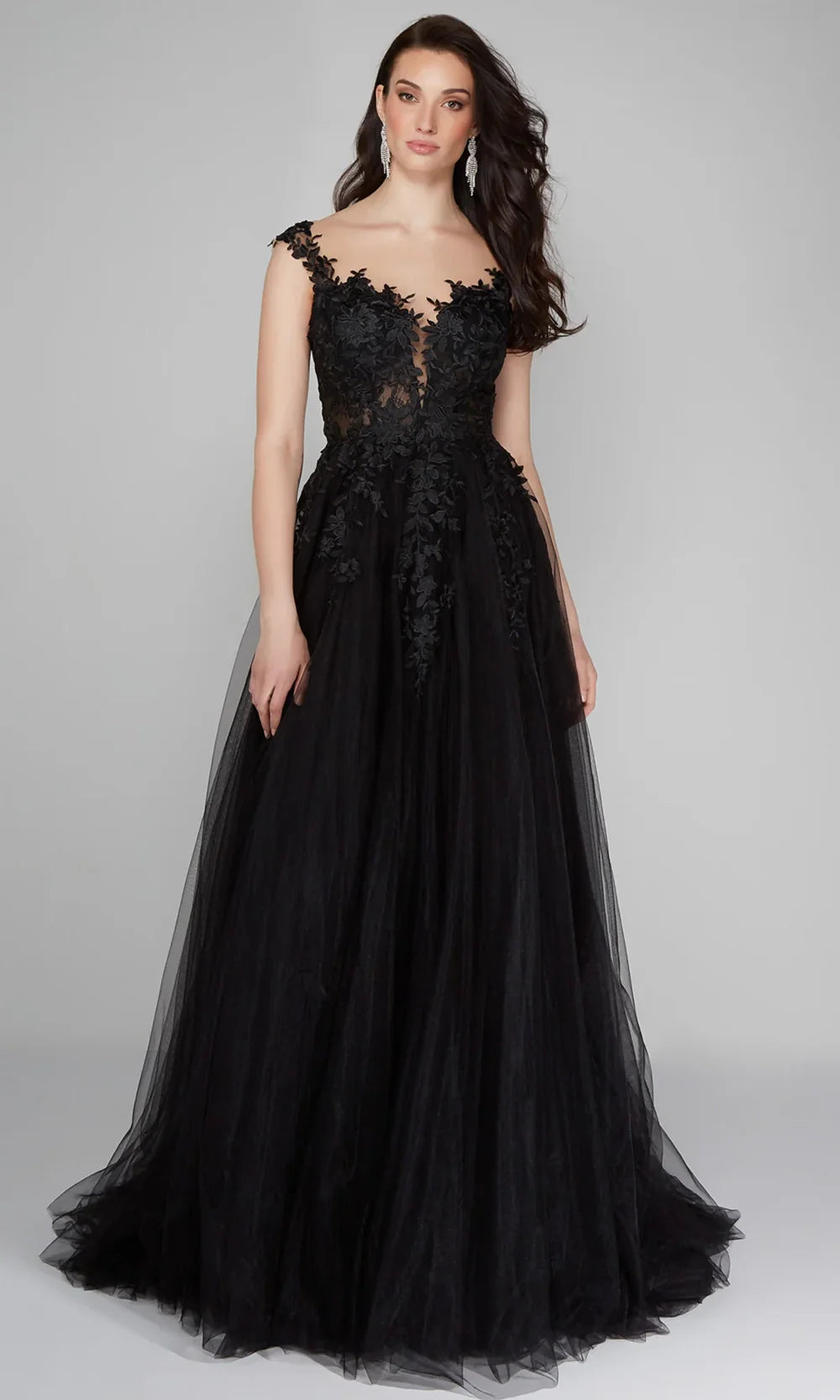 Alyce Paris 5090 - Cap Sleeve Lace Appliqued Tulle Gown Prom Dresses