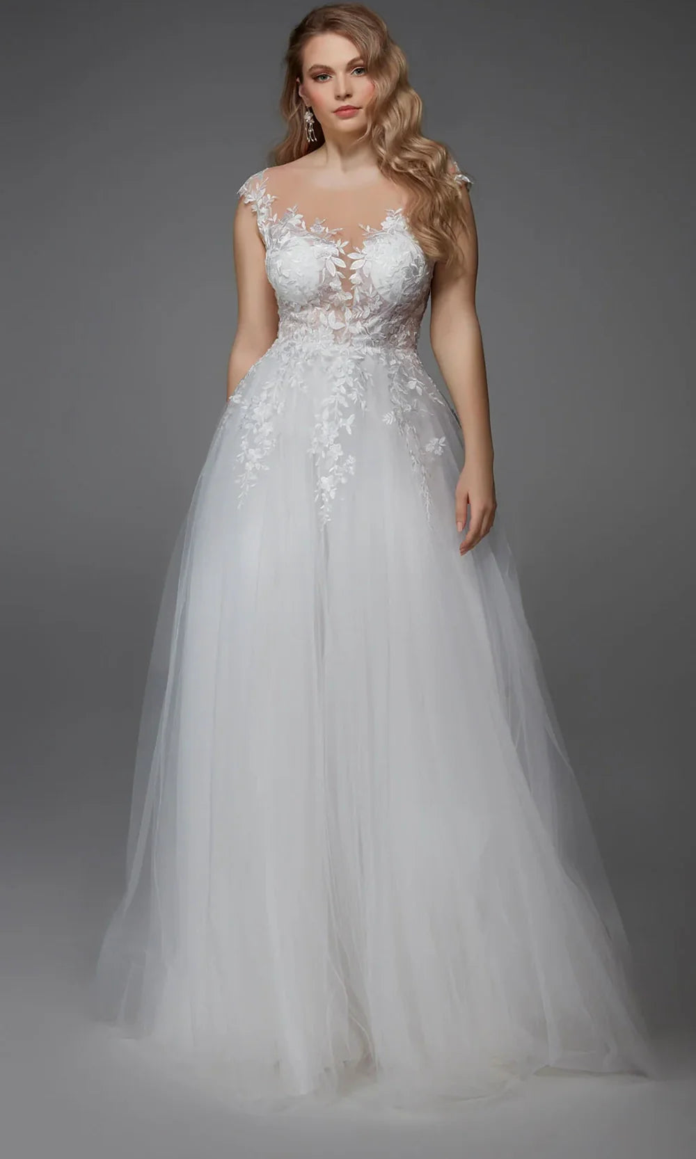 Alyce Paris 5090 - Cap Sleeve Lace Appliqued Tulle Gown Prom Dresses