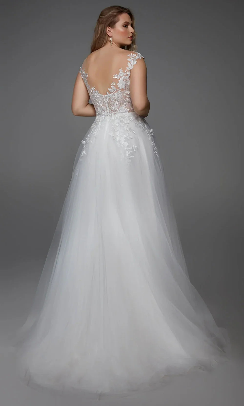 Alyce Paris 5090 - Cap Sleeve Lace Appliqued Tulle Gown Prom Dresses