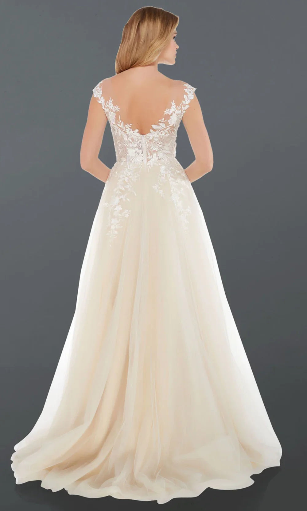 Alyce Paris 5090 - Cap Sleeve Lace Appliqued Tulle Gown Prom Dresses