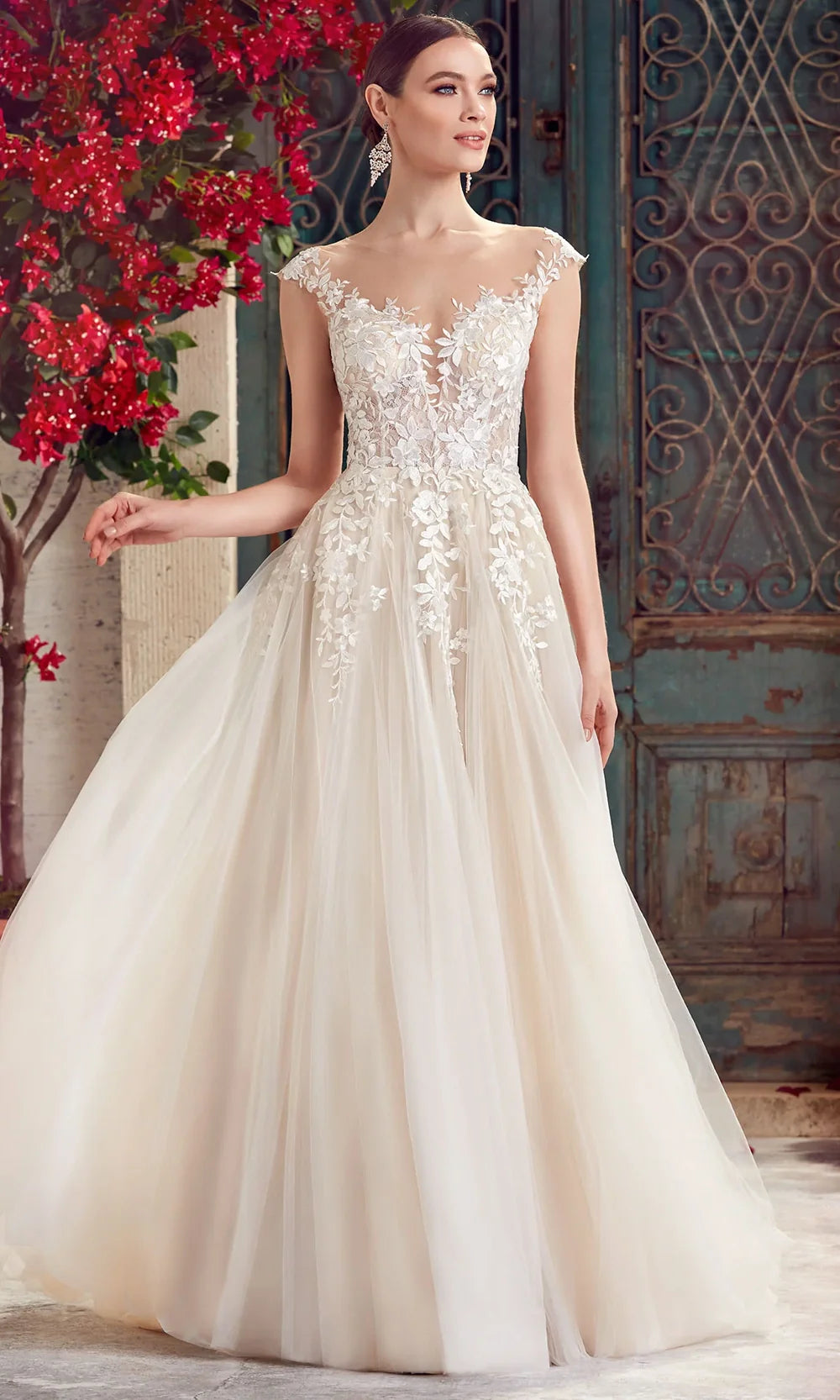 Alyce Paris 5090 - Cap Sleeve Lace Appliqued Tulle Gown Prom Dresses