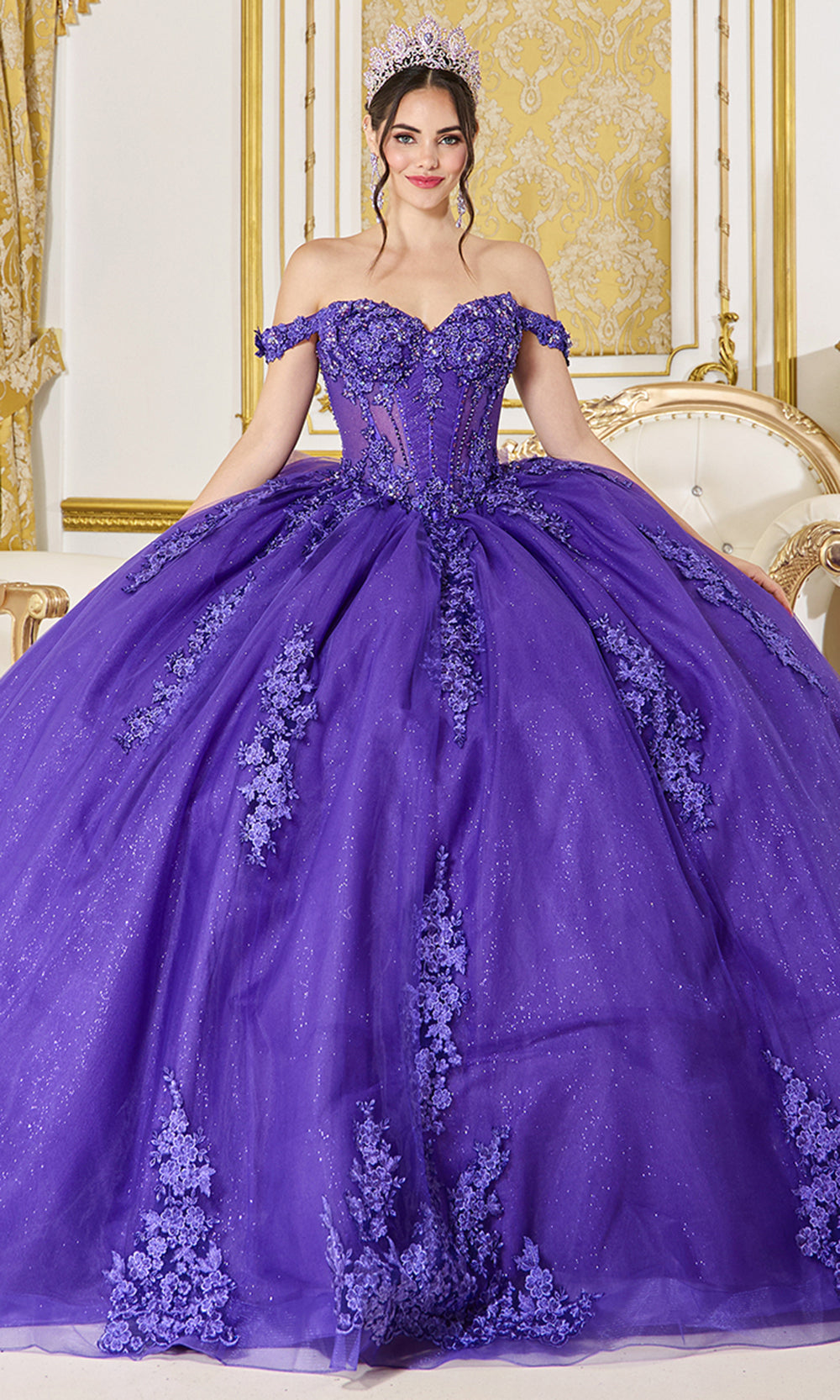 Dancing Queen 5136 - Long Glitter Tulle Ballgown Dress
