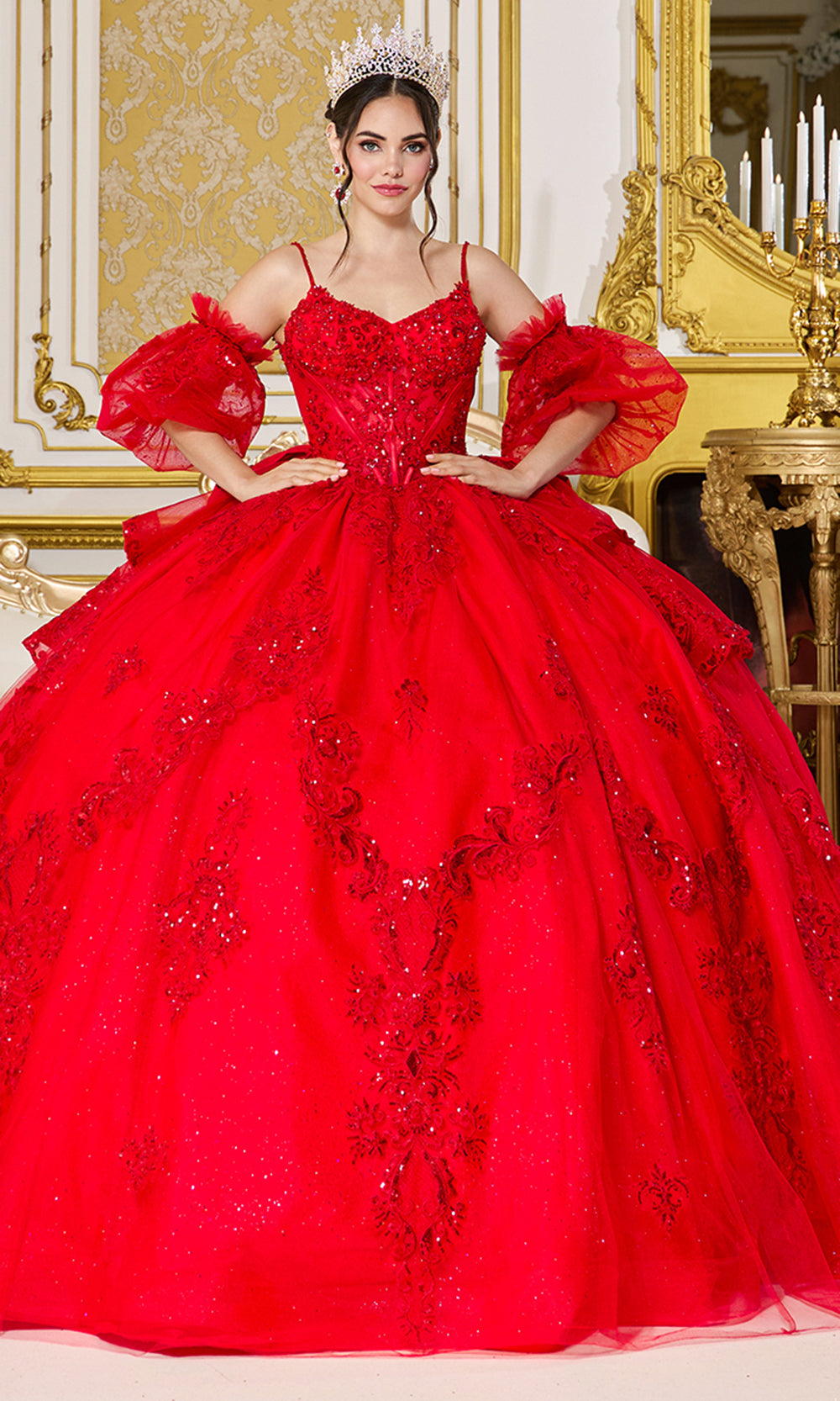 Dancing Queen 5153 - Long Glitter Tulle Ballgown Dress