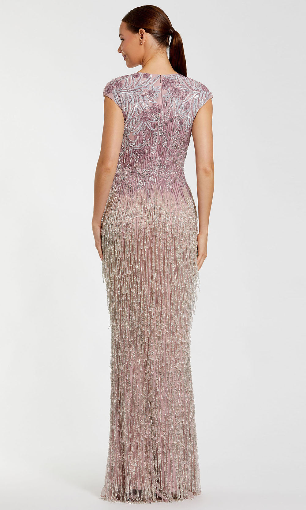 Mac Duggal 6169 - Jewel Neck Gown with Fringe Beading Mother of the Bride Dresses