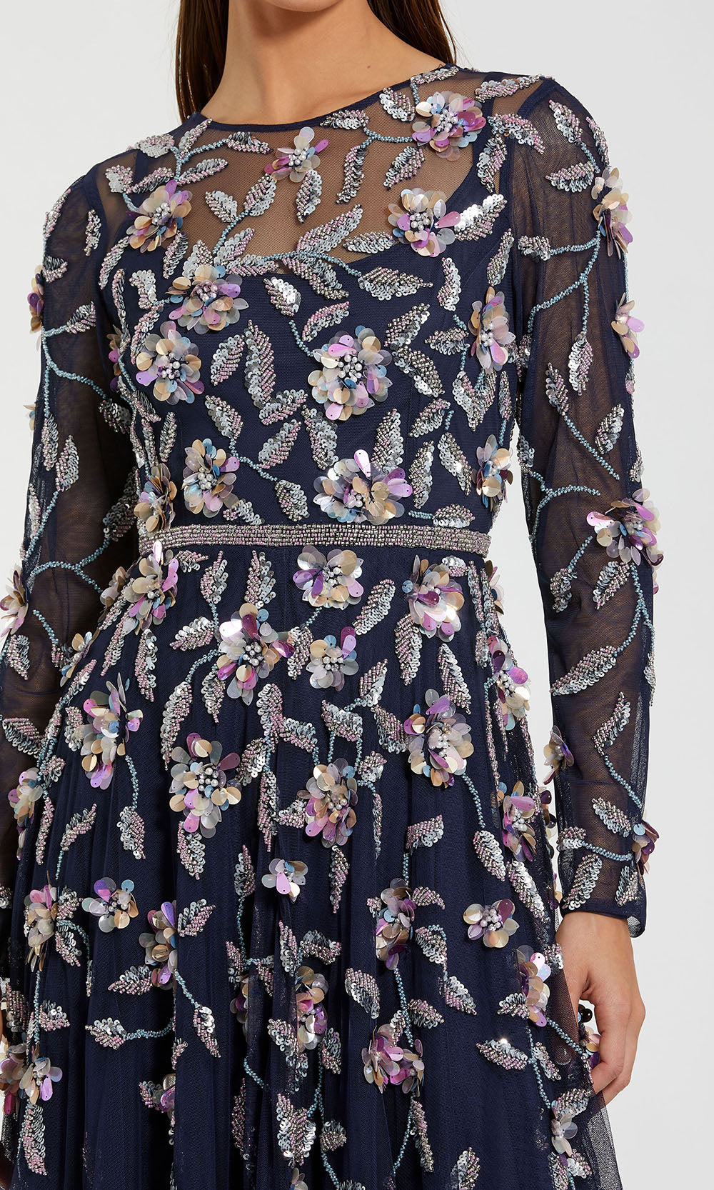 Mac Duggal 6183 - Illusion Jewel Embellished A-Line Gown Mother of the Bride Dresses