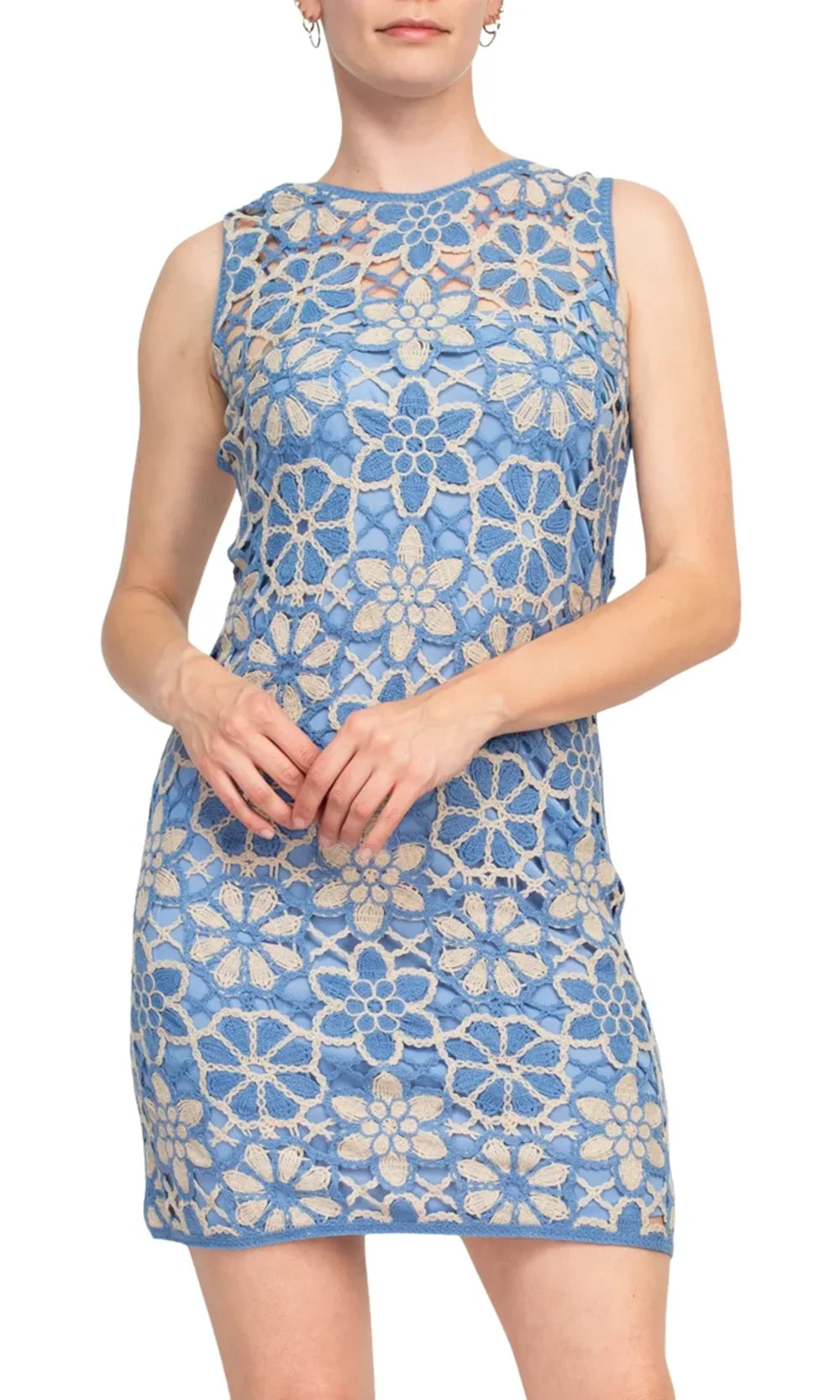 Taylor 6735M - Jewel Neck Floral Lace Mini Dress Cocktail Dresses