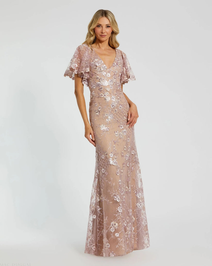 Mac Duggal Women's Embellished Lace V-Neck Gown - Rose Pink