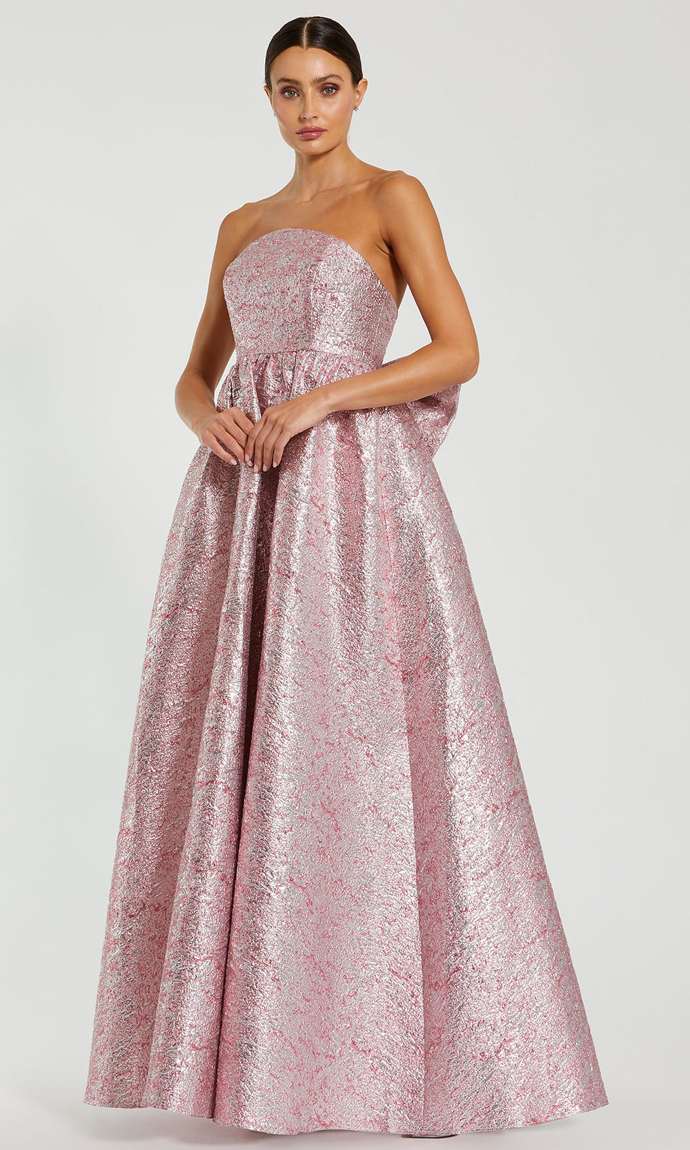 Mac Duggal 68805 - Textured Straight Neckline Gown with Oversized Bow Ball Gowns