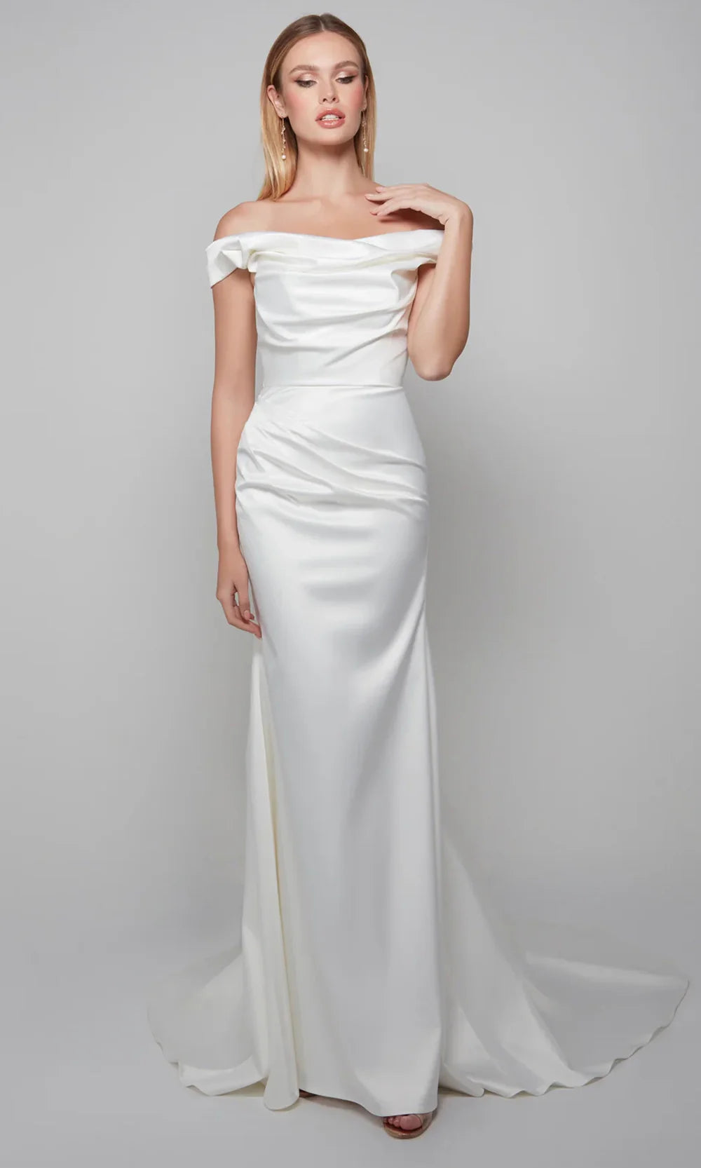 duchess satin long dress Custom Duchess Satin Evening Gown: Open Back Fairytale Bridal Dress