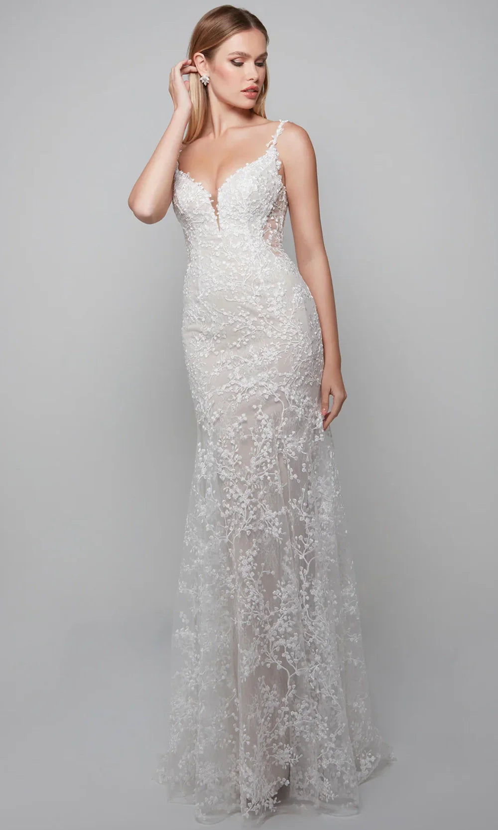 Alyce Paris 7077 - Long Tulle/Lace Trumpet Dress