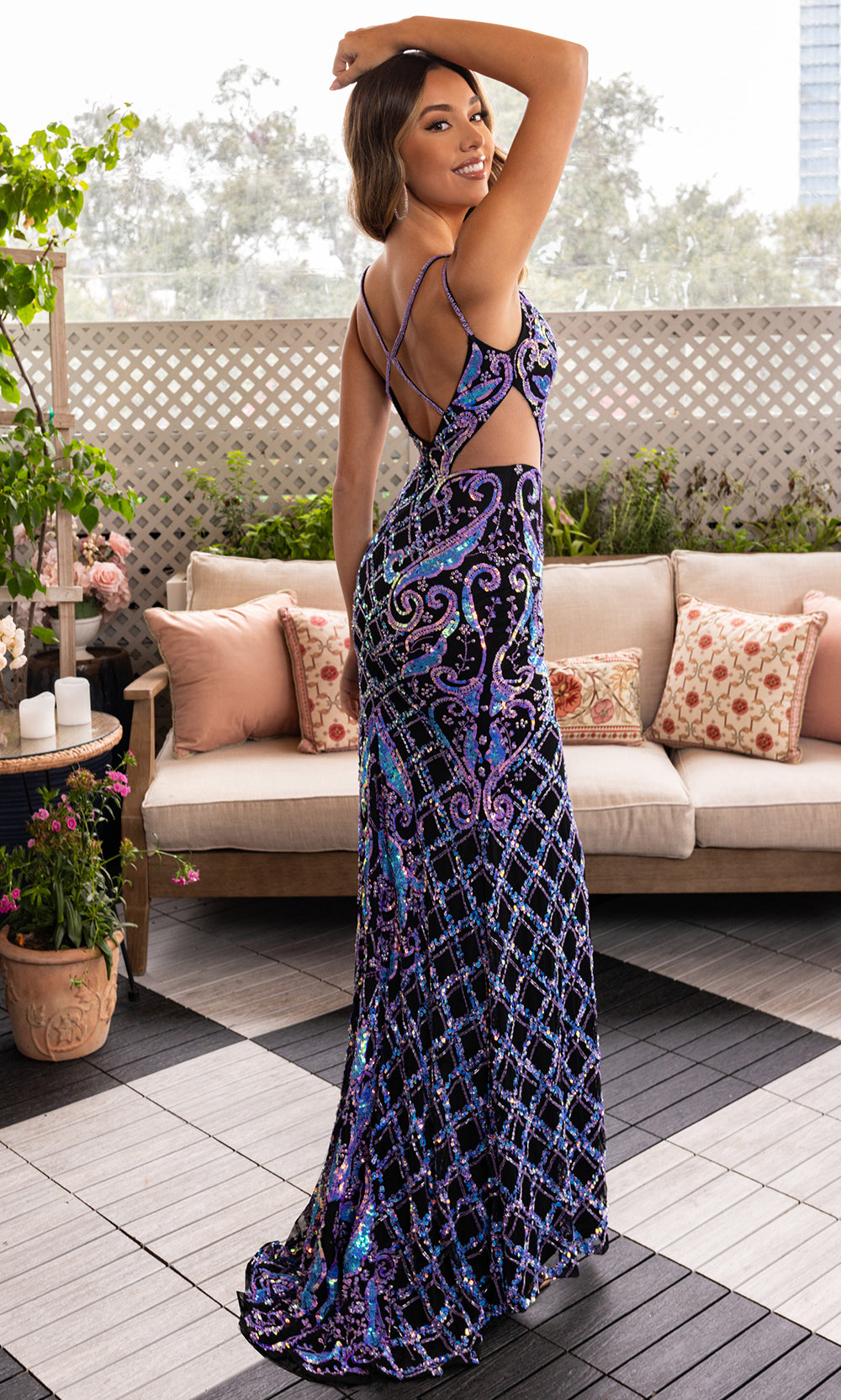 Rachel Allan 70901 - Sequin Embellished High Slit Gown Prom Dresses