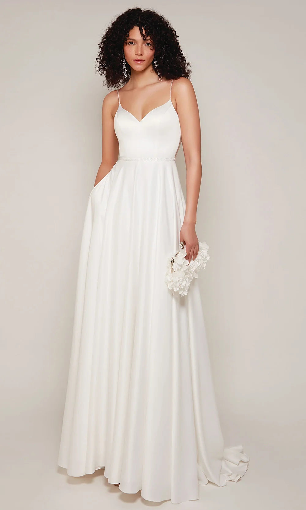 beaded trim for wedding dress Alyce Paris 7099 - Long Perfect Satin A-line Dress
