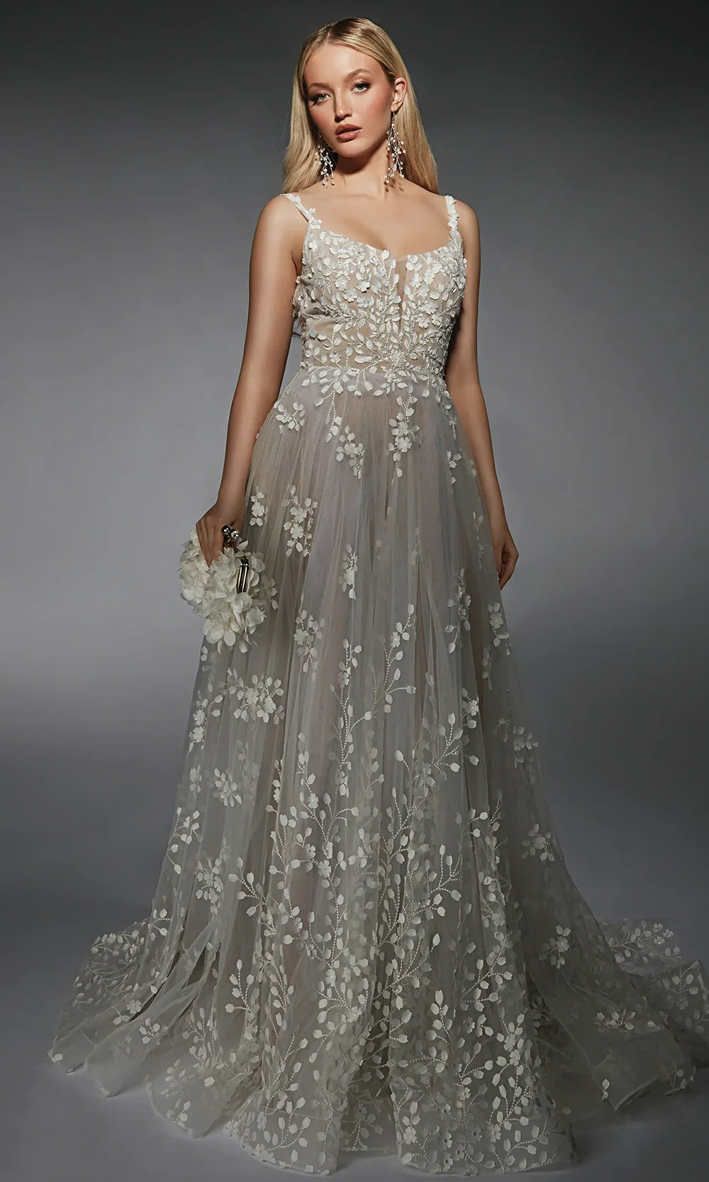 three floor blue lace dress Nellie Delicate A-line Illusion 3/4 Sleeves Tulle Lace Long Mother of