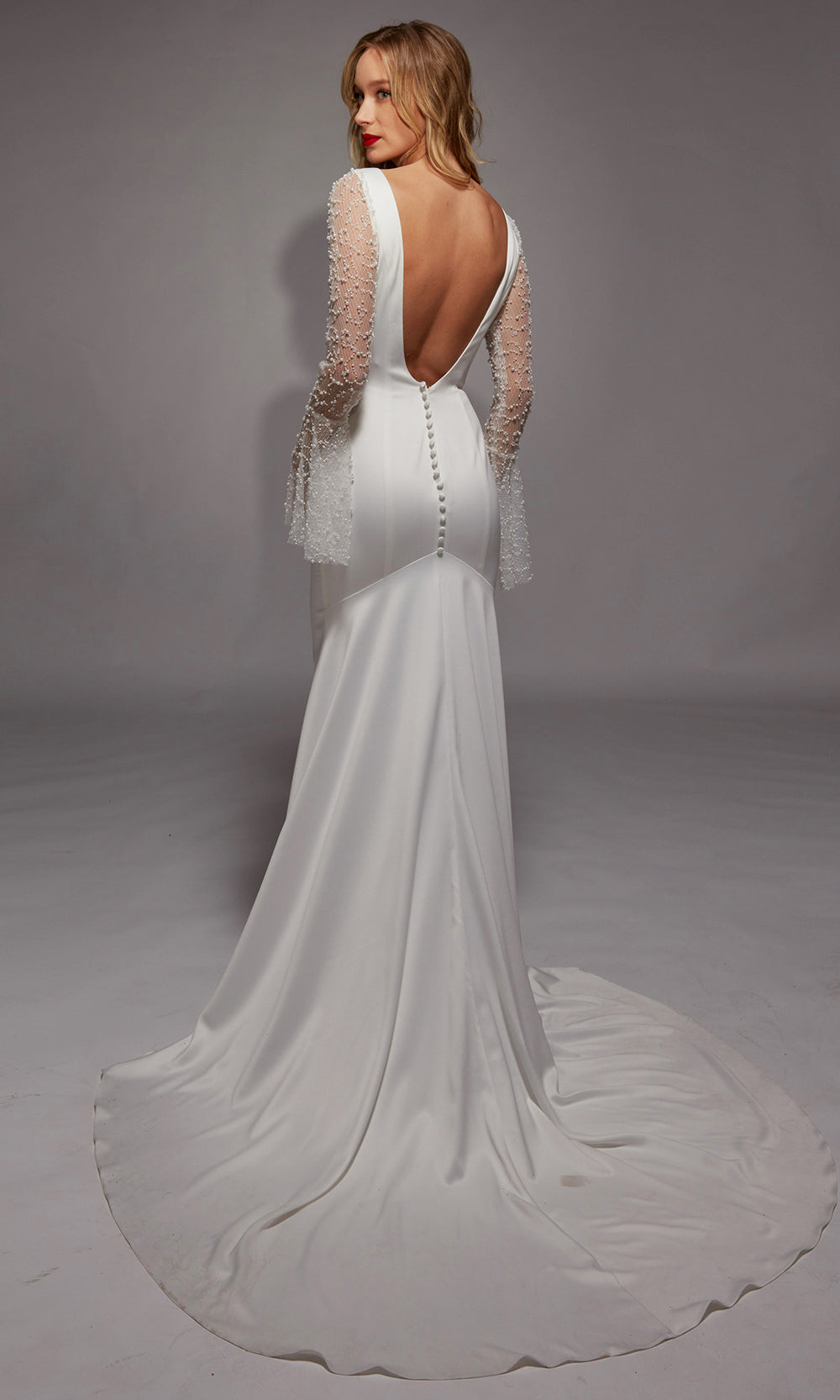 Alyce Paris 7137 - Embellished Sheer Bell Sleeve Bridal Gown Wedding Dresses