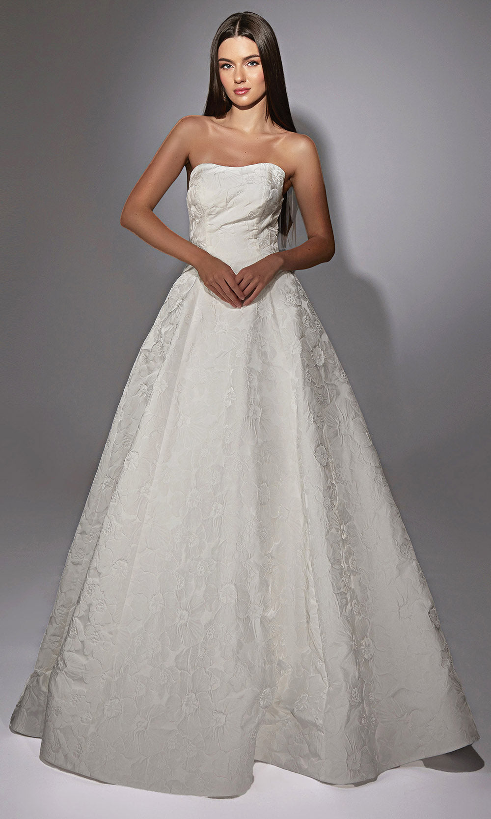 Alyce Paris 7155 - Strapless A-Line Floral Bridal Gown Wedding Dresses