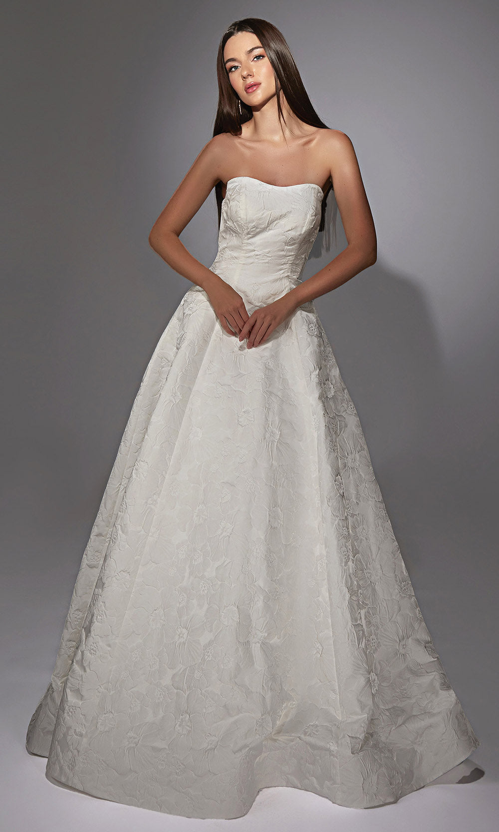 Alyce Paris 7155 - Strapless A-Line Floral Bridal Gown Wedding Dresses