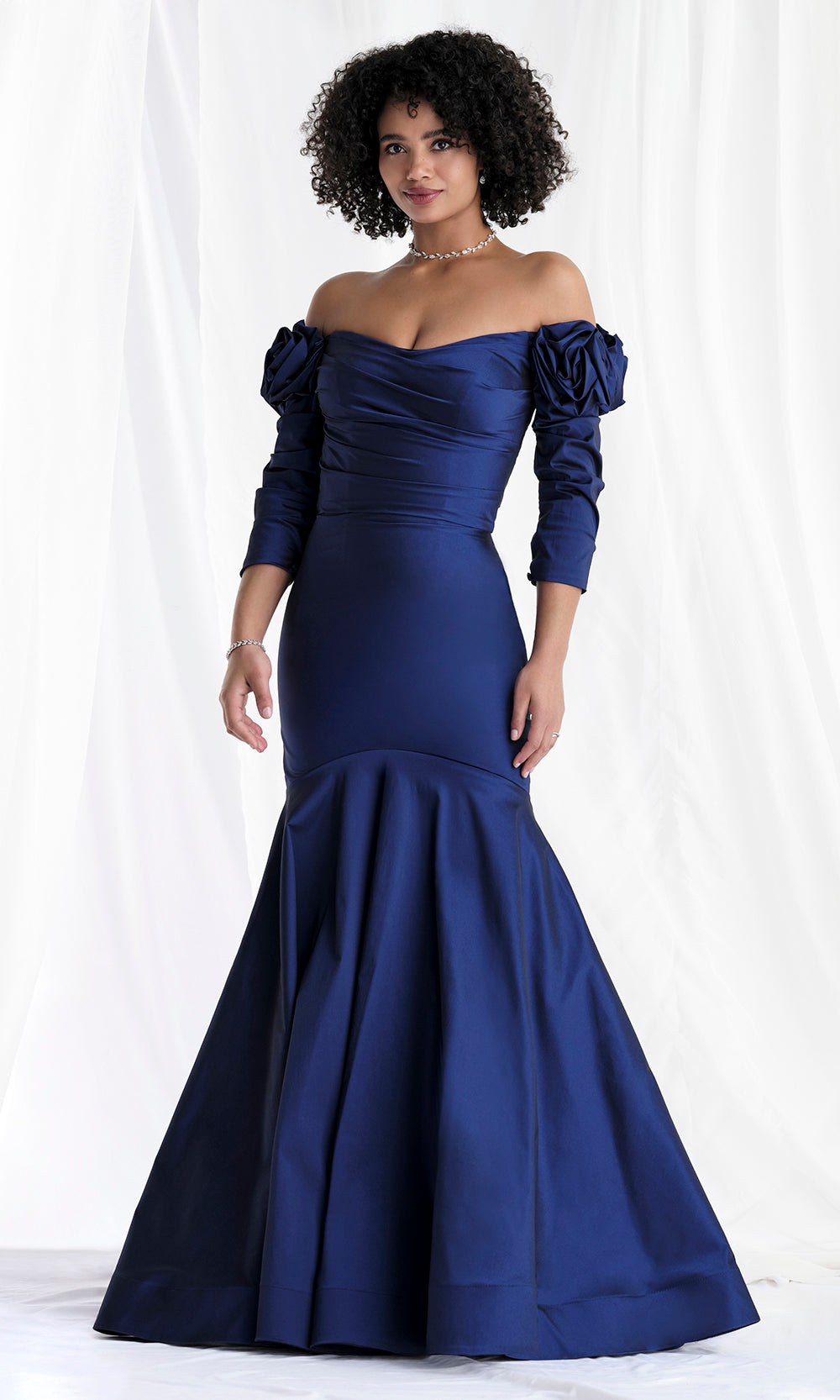 MGNY By Mori Lee 73151 - Rosette Sleeve Ruched Taffeta Gown Mother of the Bride Dresses