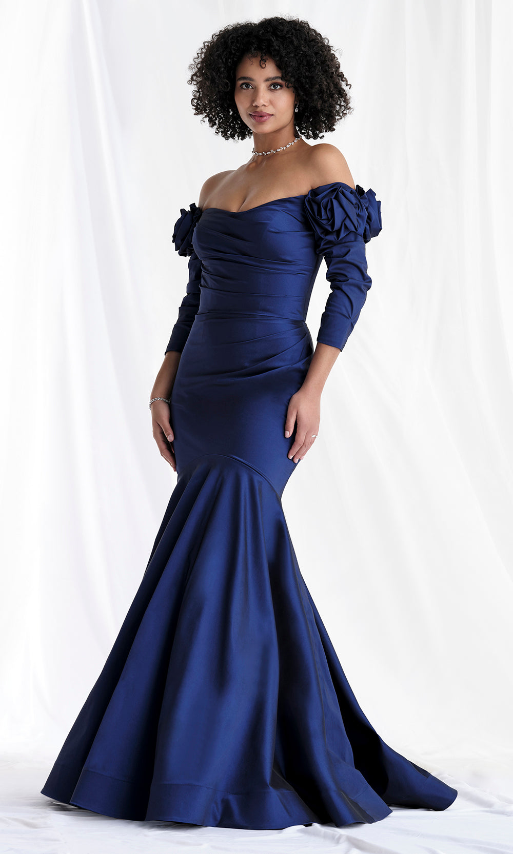 MGNY By Mori Lee 73151 - Rosette Sleeve Ruched Taffeta Gown Mother of the Bride Dresses