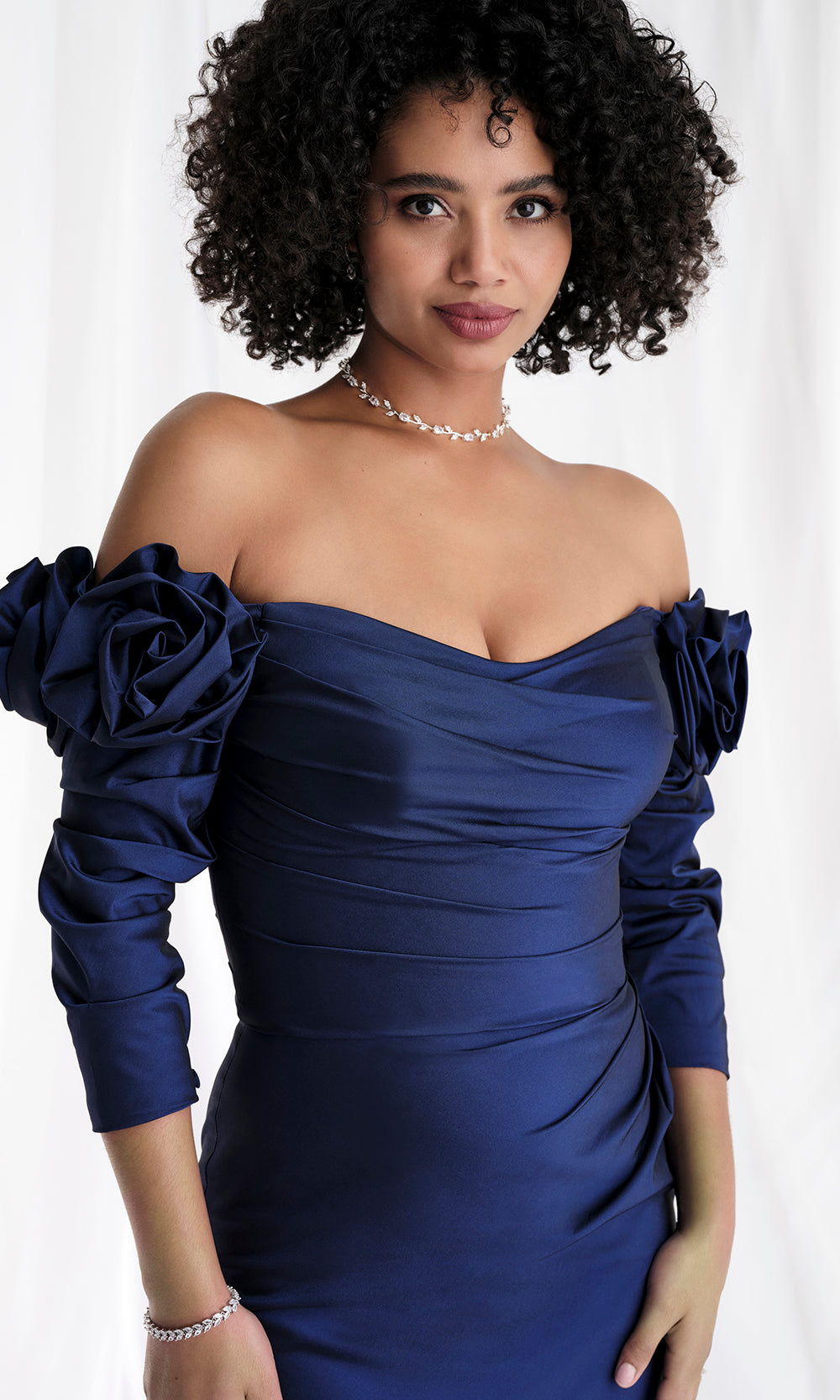 MGNY By Mori Lee 73151 - Rosette Sleeve Ruched Taffeta Gown Mother of the Bride Dresses