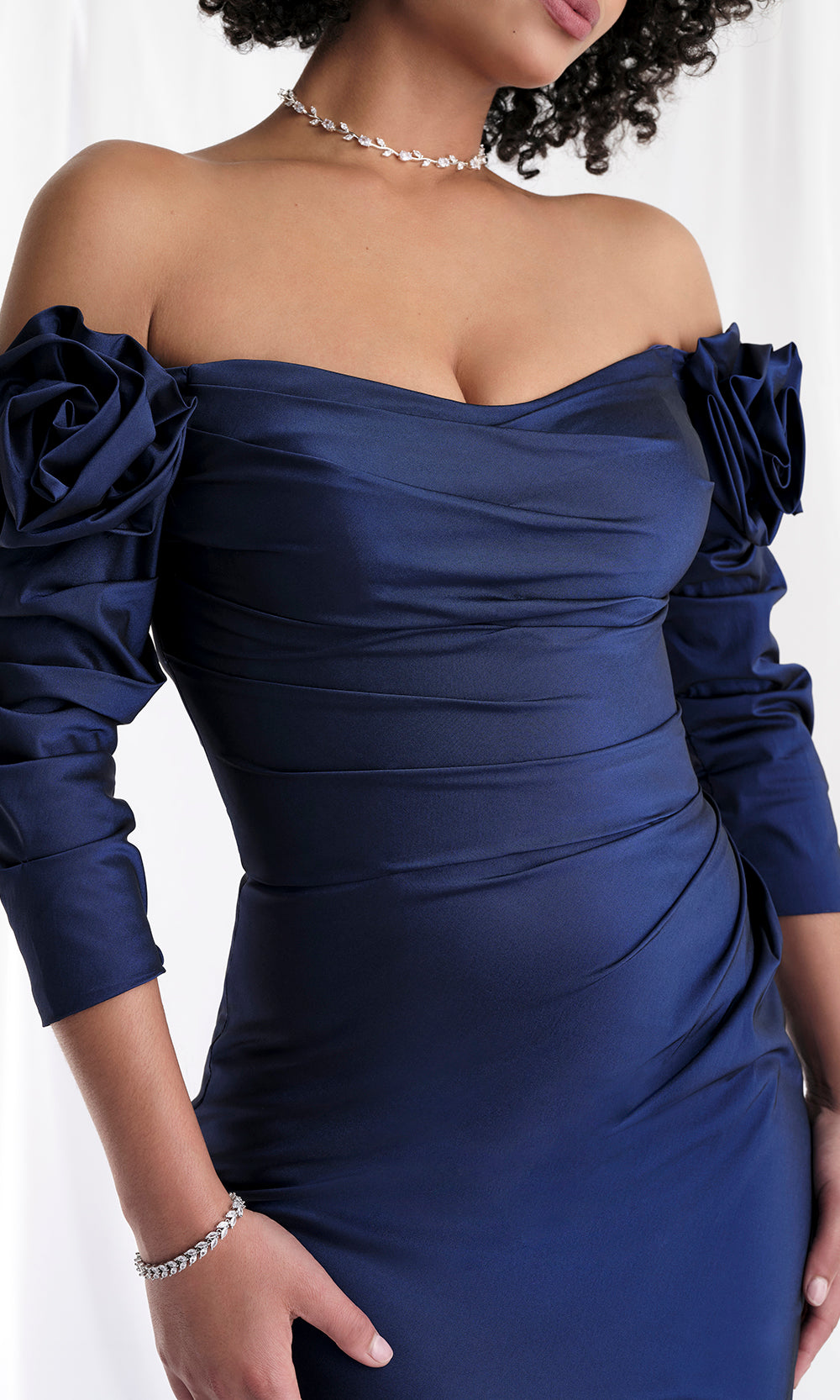 MGNY By Mori Lee 73151 - Rosette Sleeve Ruched Taffeta Gown Mother of the Bride Dresses