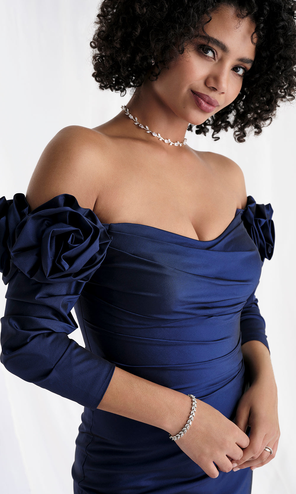 MGNY By Mori Lee 73151 - Rosette Sleeve Ruched Taffeta Gown Mother of the Bride Dresses