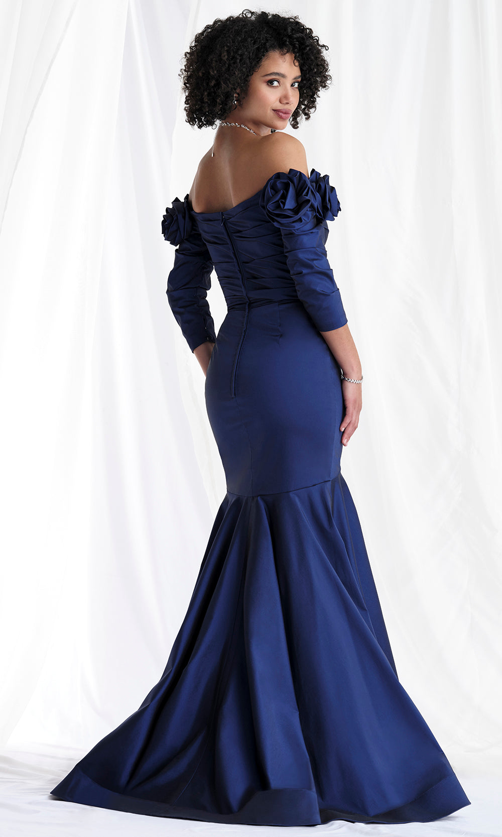 MGNY By Mori Lee 73151 - Rosette Sleeve Ruched Taffeta Gown Mother of the Bride Dresses