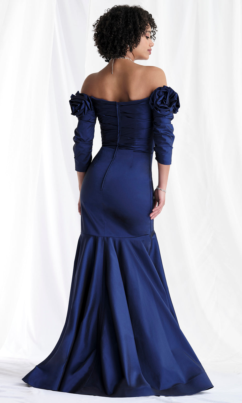 MGNY By Mori Lee 73151 - Rosette Sleeve Ruched Taffeta Gown Mother of the Bride Dresses