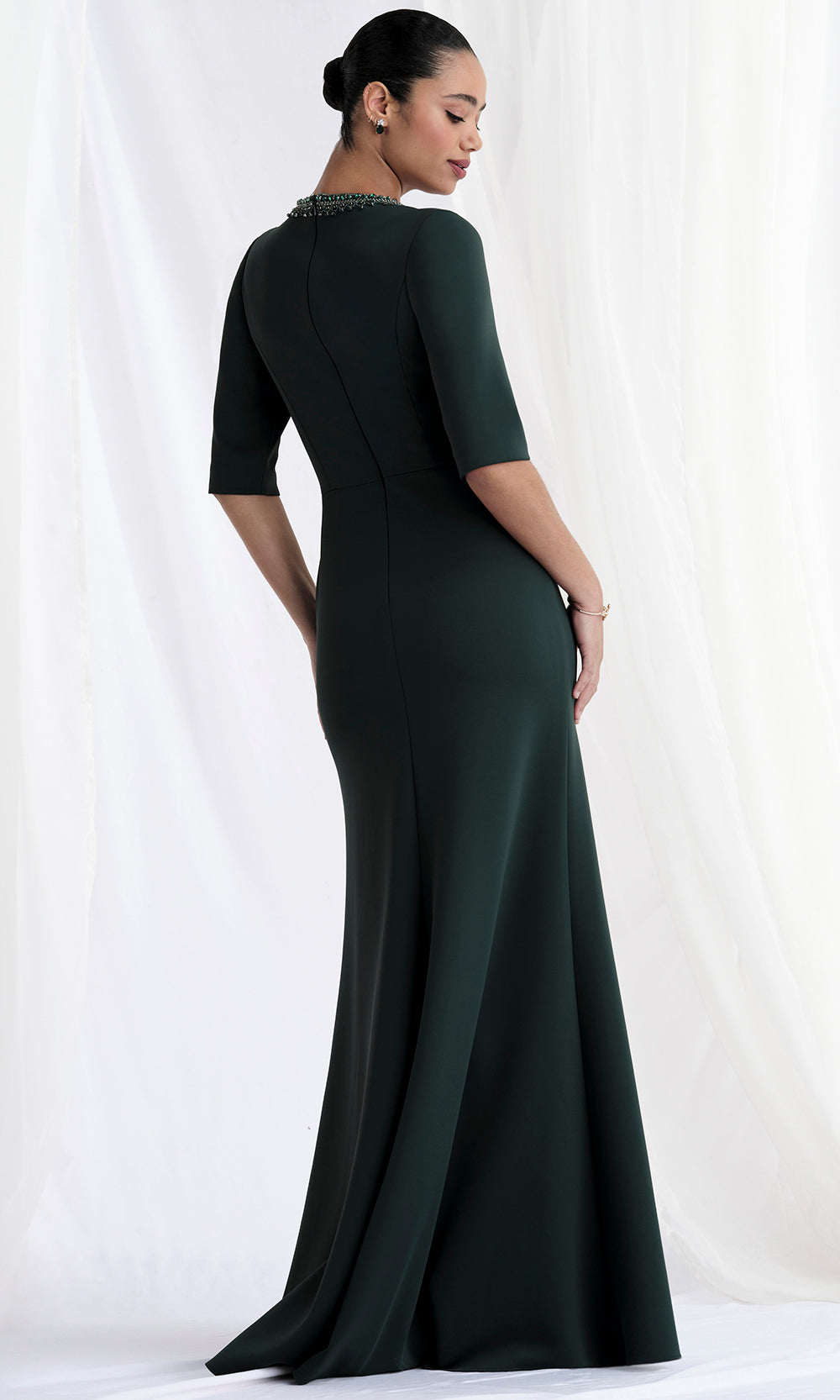 MGNY By Mori Lee 73154 - Elbow-Length Sleeve Scuba Knit Gown Mother of the Bride Dresses