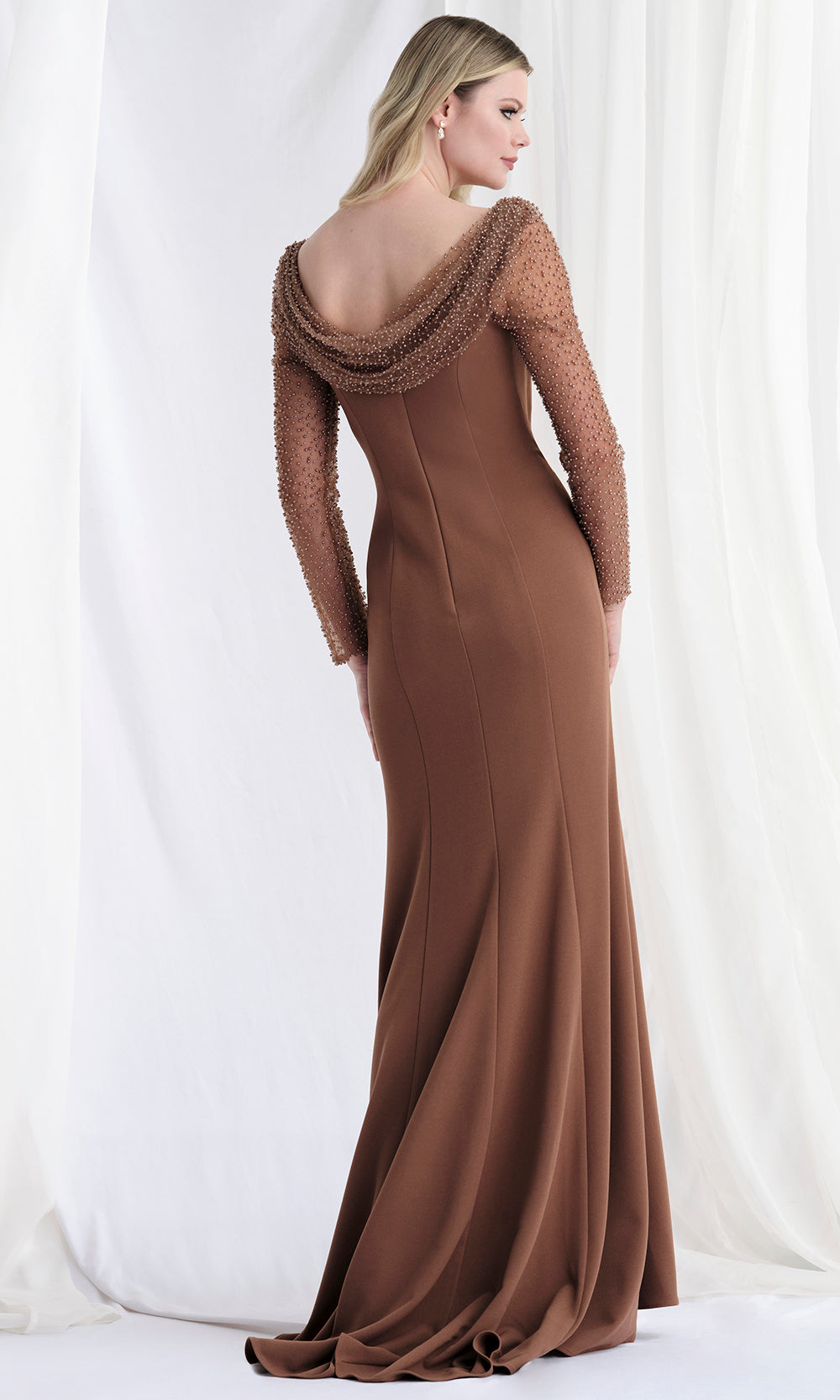 MGNY By Mori Lee 73156 - Cowl Neck Beaded Embellished Gown Mother of the Bride Dresses