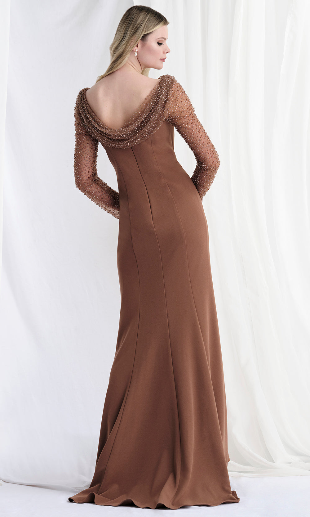 MGNY By Mori Lee 73156 - Cowl Neck Beaded Embellished Gown Mother of the Bride Dresses