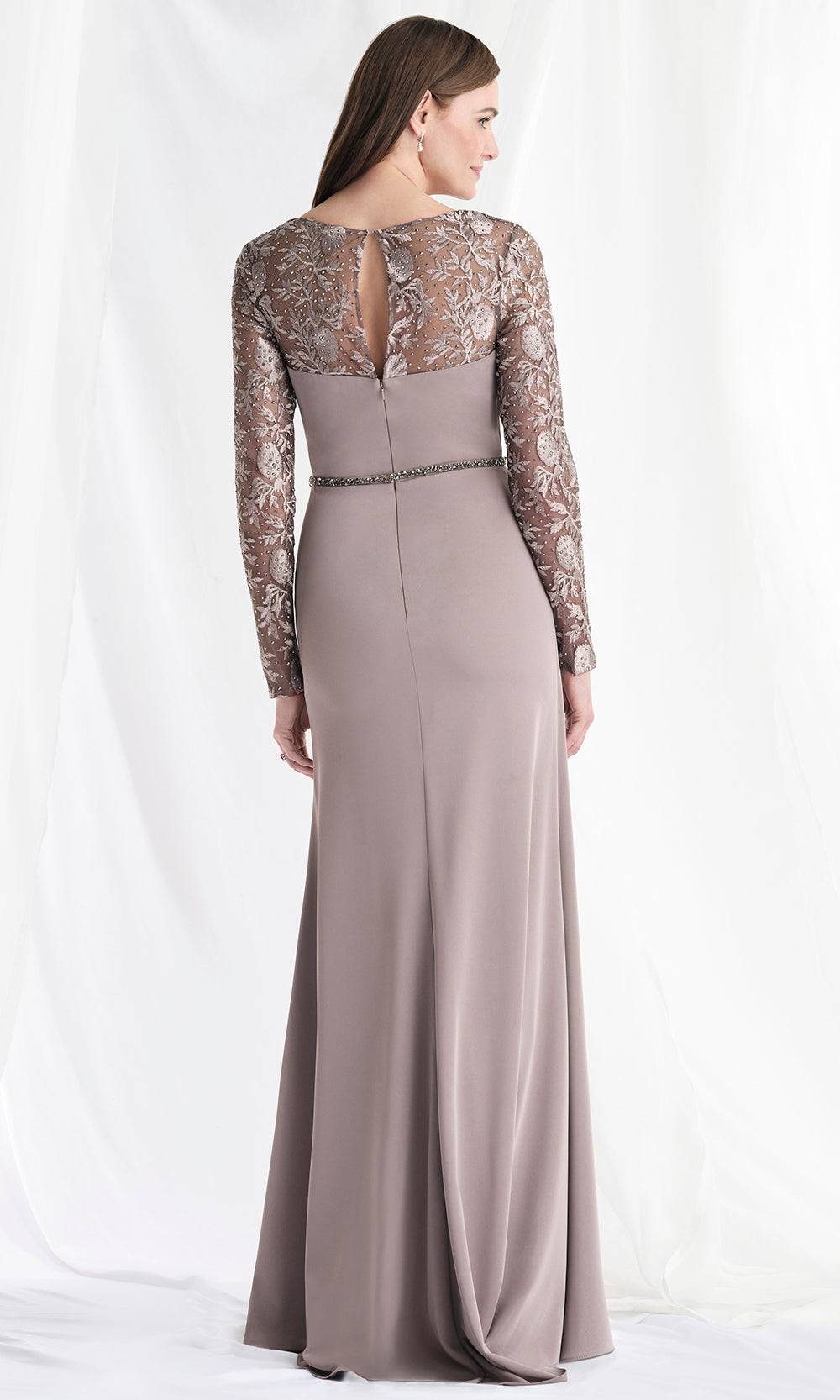MGNY By Mori Lee 73160 - Beaded Lace Long Sleeve Evening Gown Mother of the Bride Dresses