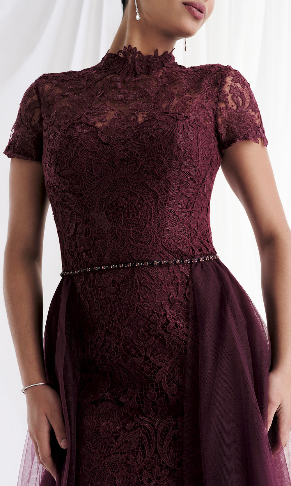MGNY By Mori Lee 73164 - Short Sleeve Floral Lace Evening Gown Mother of the Bride Dresses