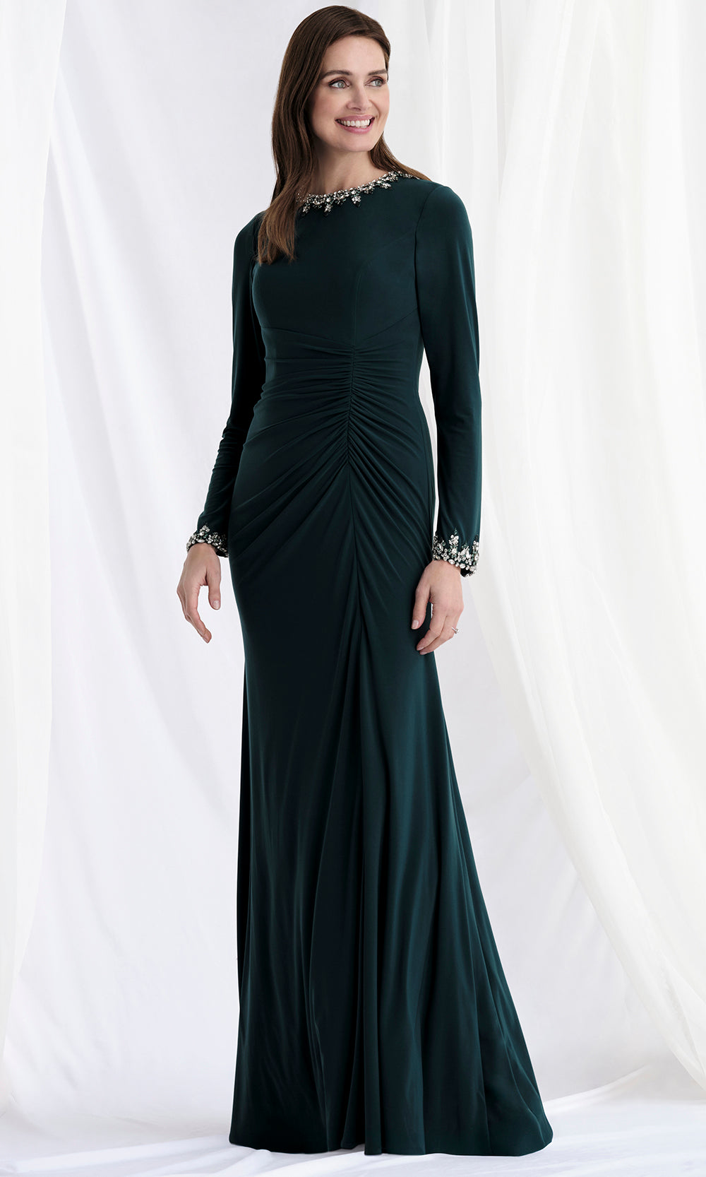 MGNY By Mori Lee 73166 - Ruched Bodice Jewel Neckline Gown Mother of the Bride Dresses