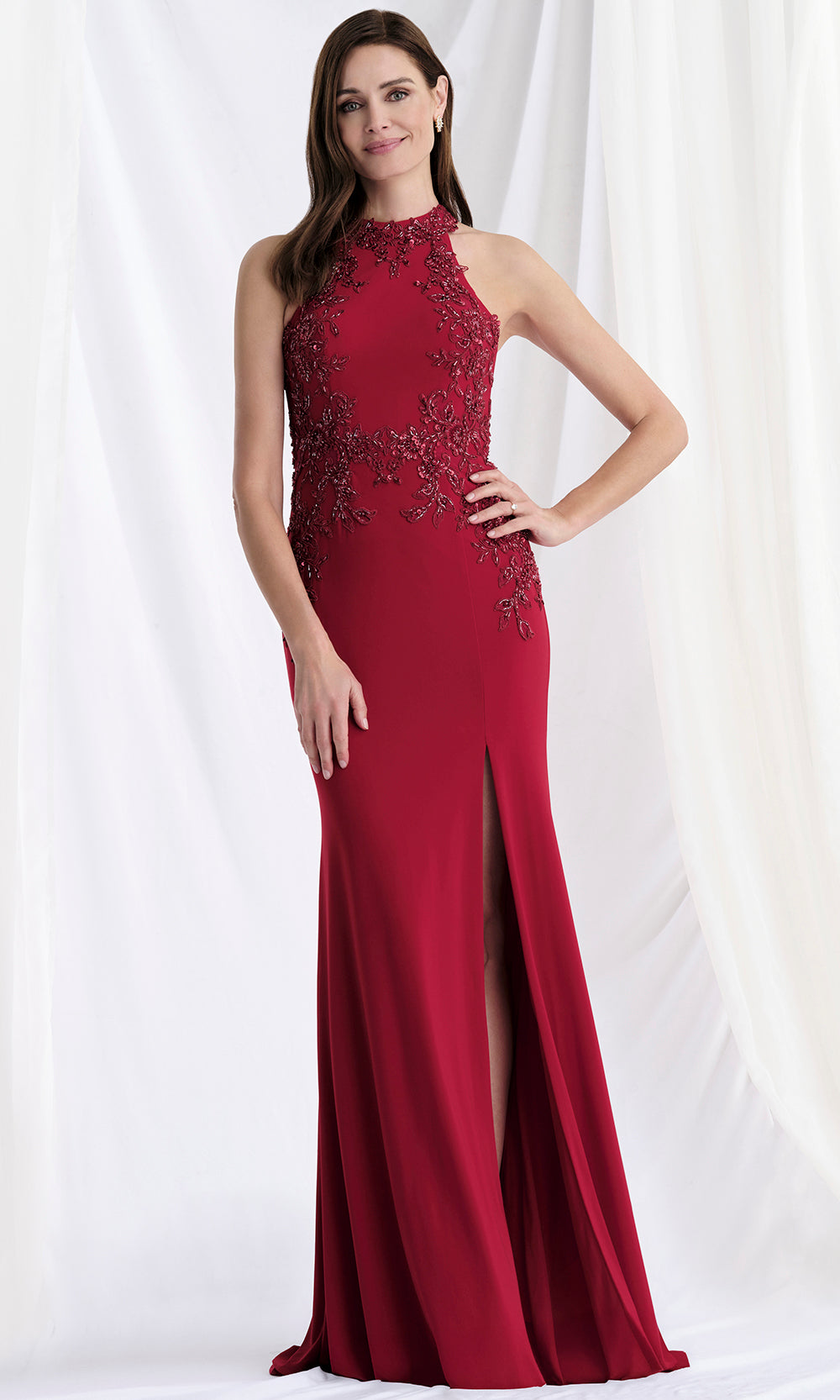 MGNY By Mori Lee 73168 - Illusion Back Embroidered Long Gown Mother of the Bride Dresses