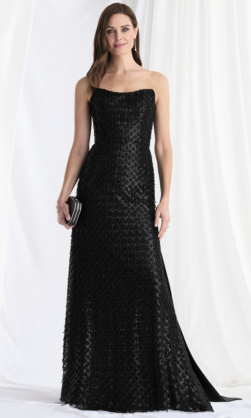 MGNY By Mori Lee 73170 - Scoop Neck Fringe Gown with Satin Bow Mother of the Bride Dresses