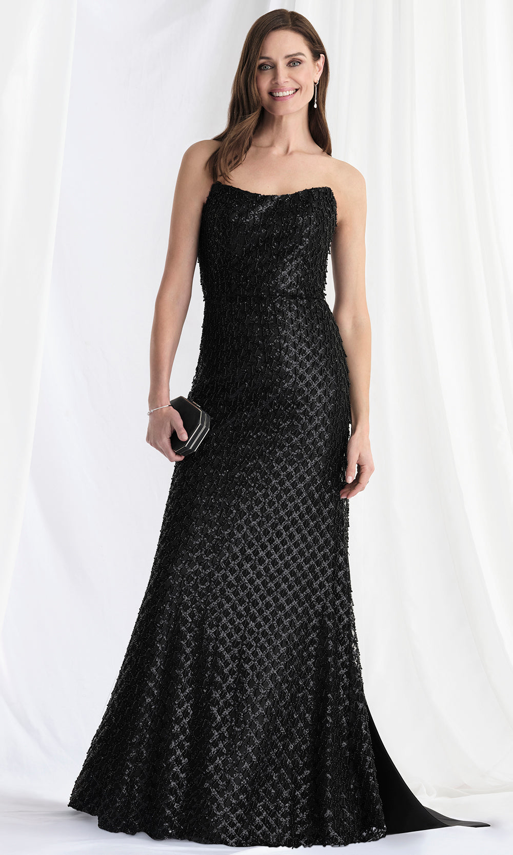 MGNY By Mori Lee 73170 - Scoop Neck Fringe Gown with Satin Bow Mother of the Bride Dresses