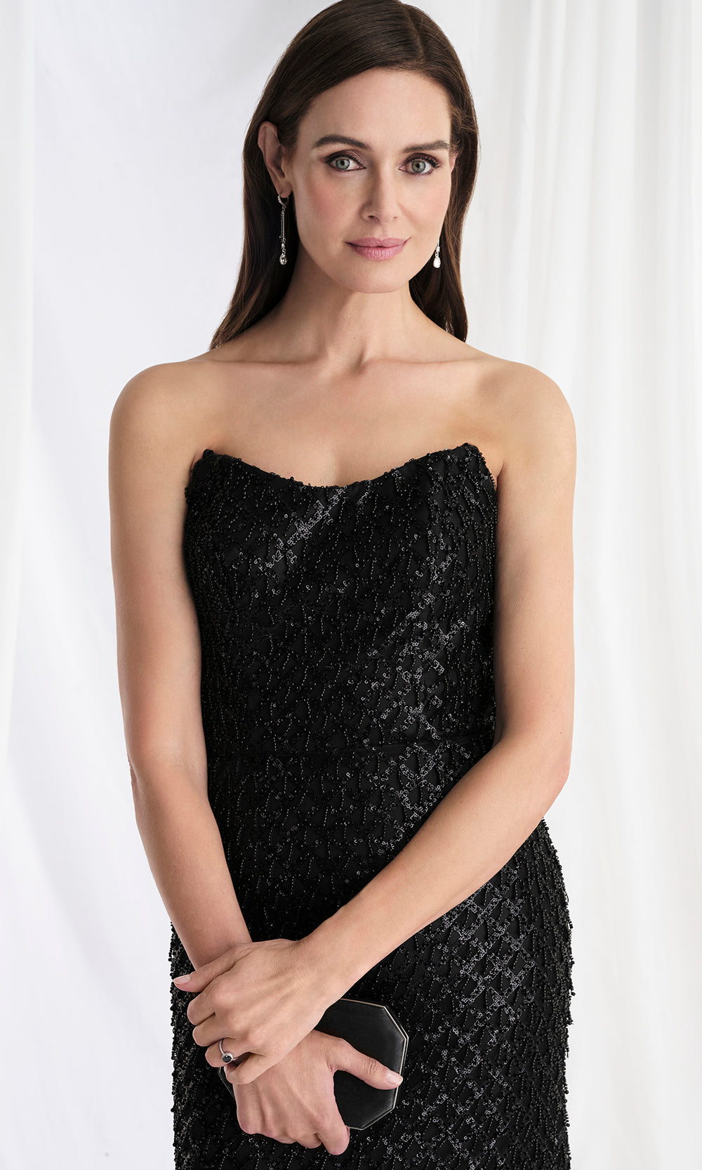 MGNY By Mori Lee 73170 - Scoop Neck Fringe Gown with Satin Bow Mother of the Bride Dresses