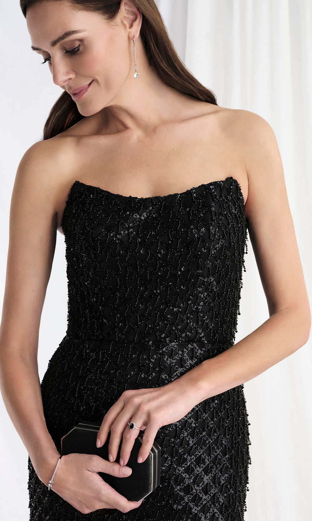 MGNY By Mori Lee 73170 - Scoop Neck Fringe Gown with Satin Bow Mother of the Bride Dresses