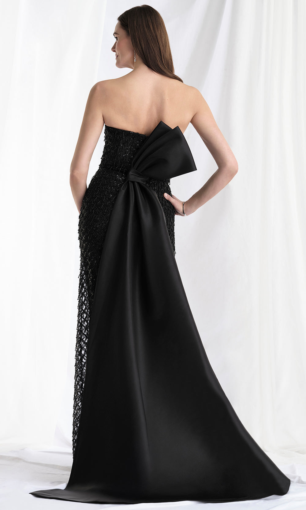 MGNY By Mori Lee 73170 - Scoop Neck Fringe Gown with Satin Bow Mother of the Bride Dresses