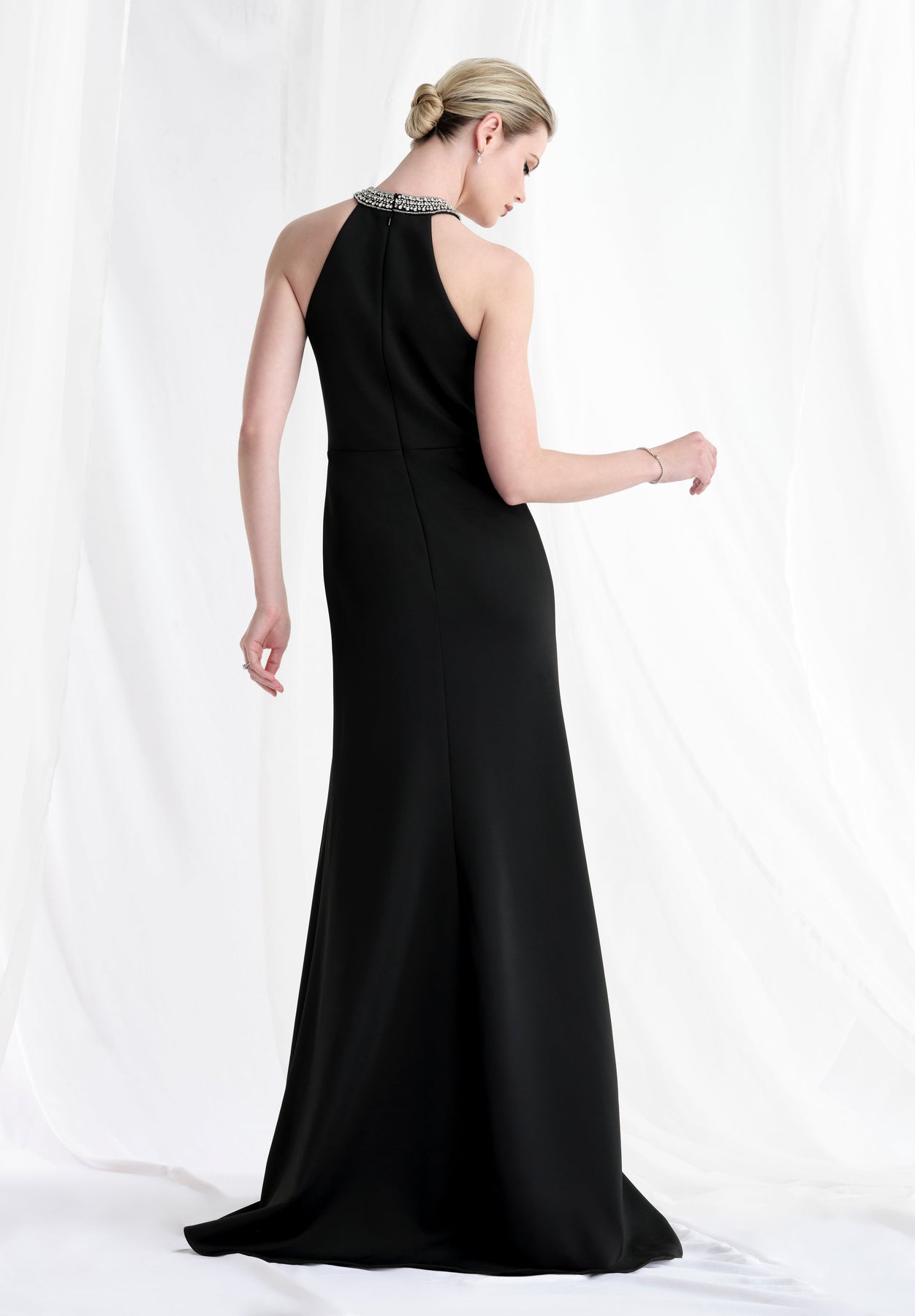 MGNY By Mori Lee 73171 - Halter Scuba Knit Gown with Slit Mother of the Bride Dresses