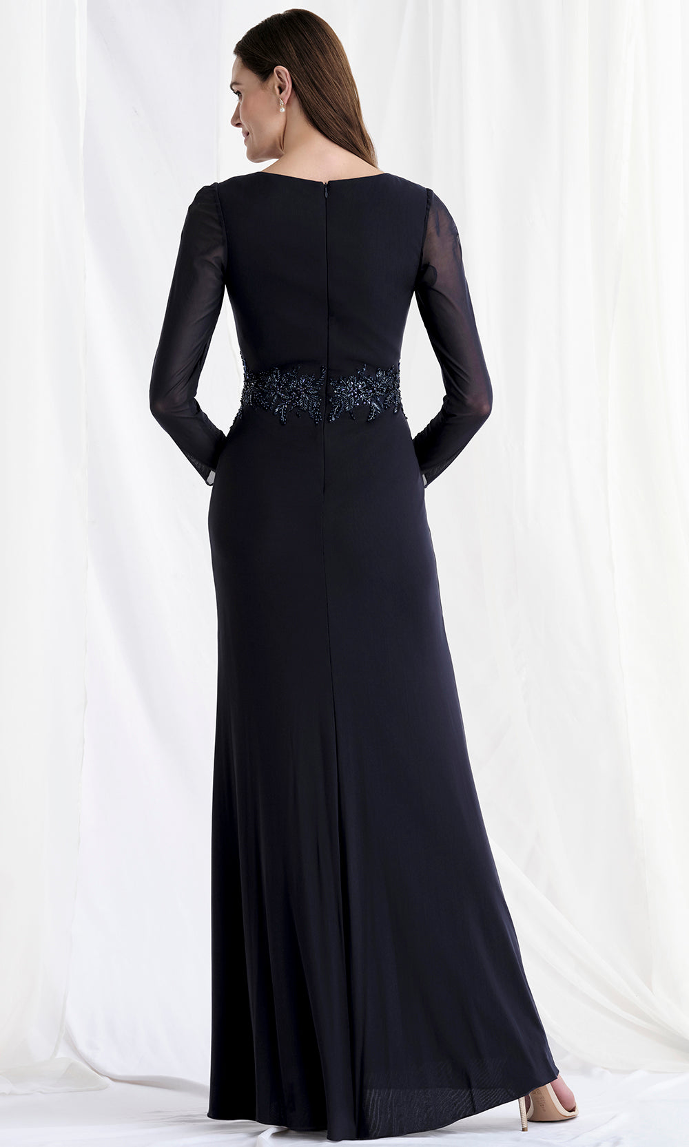 MGNY By Mori Lee 73175 - Beaded Waist Long Slit Gown Mother of the Bride Dresses
