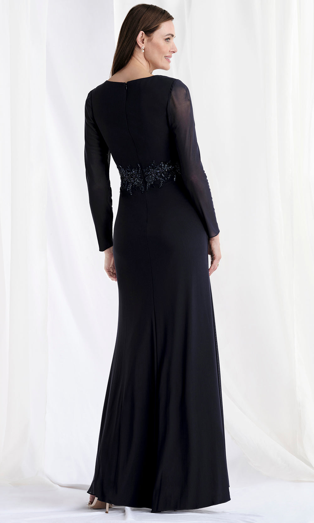 MGNY By Mori Lee 73175 - Beaded Waist Long Slit Gown Mother of the Bride Dresses