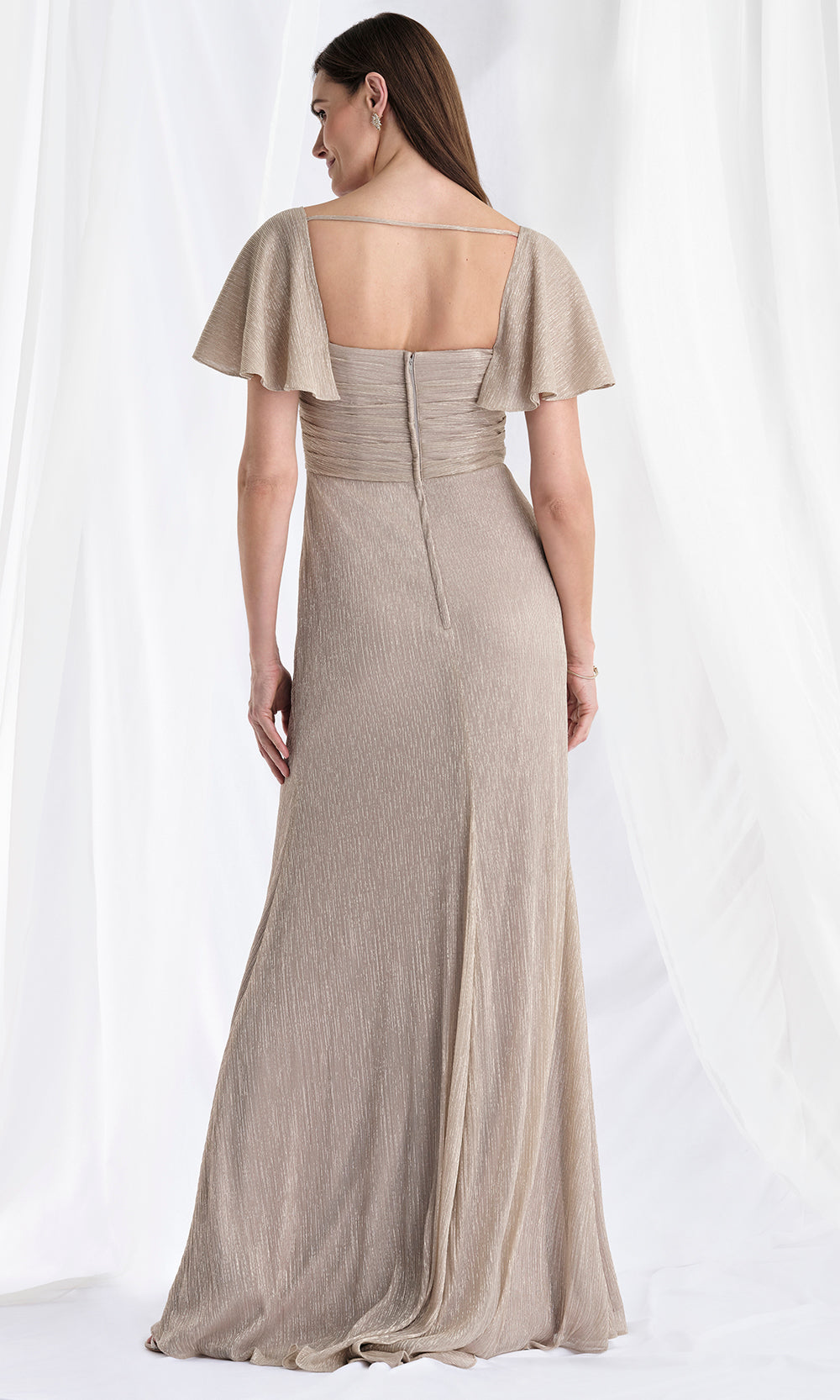 MGNY By Mori Lee 73178 - Square Neck Metallic Gown with Slit Mother of the Bride Dresses