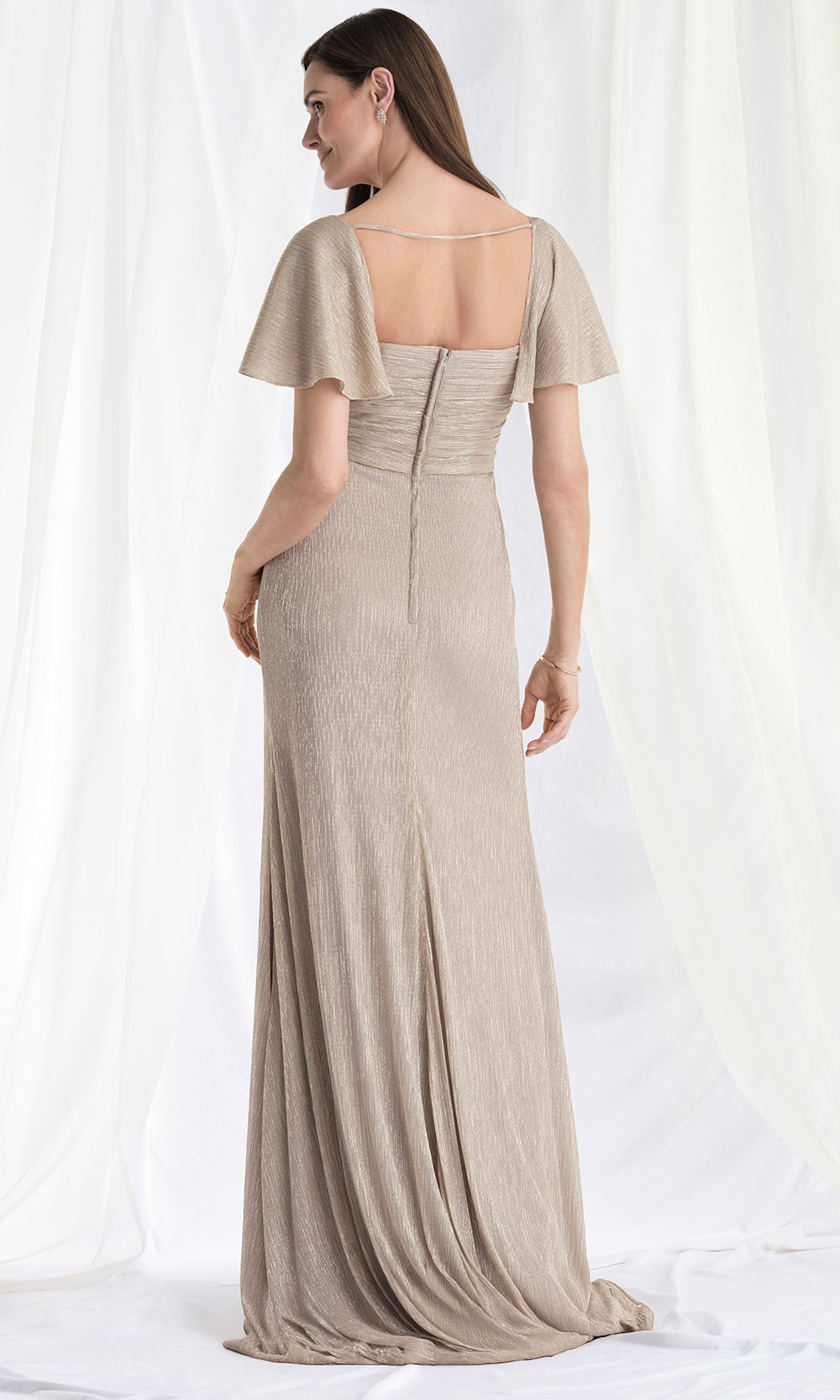 MGNY By Mori Lee 73178 - Square Neck Metallic Gown with Slit Mother of the Bride Dresses