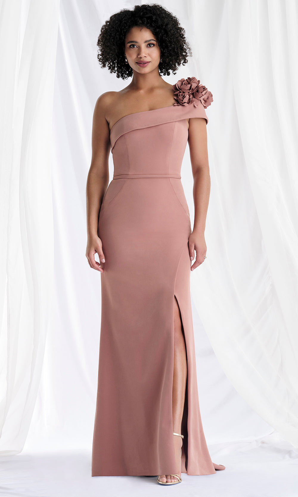 MGNY By Mori Lee 73180 - Asymmetric Crepe Evening Gown with Slit Mother of the Bride Dresses