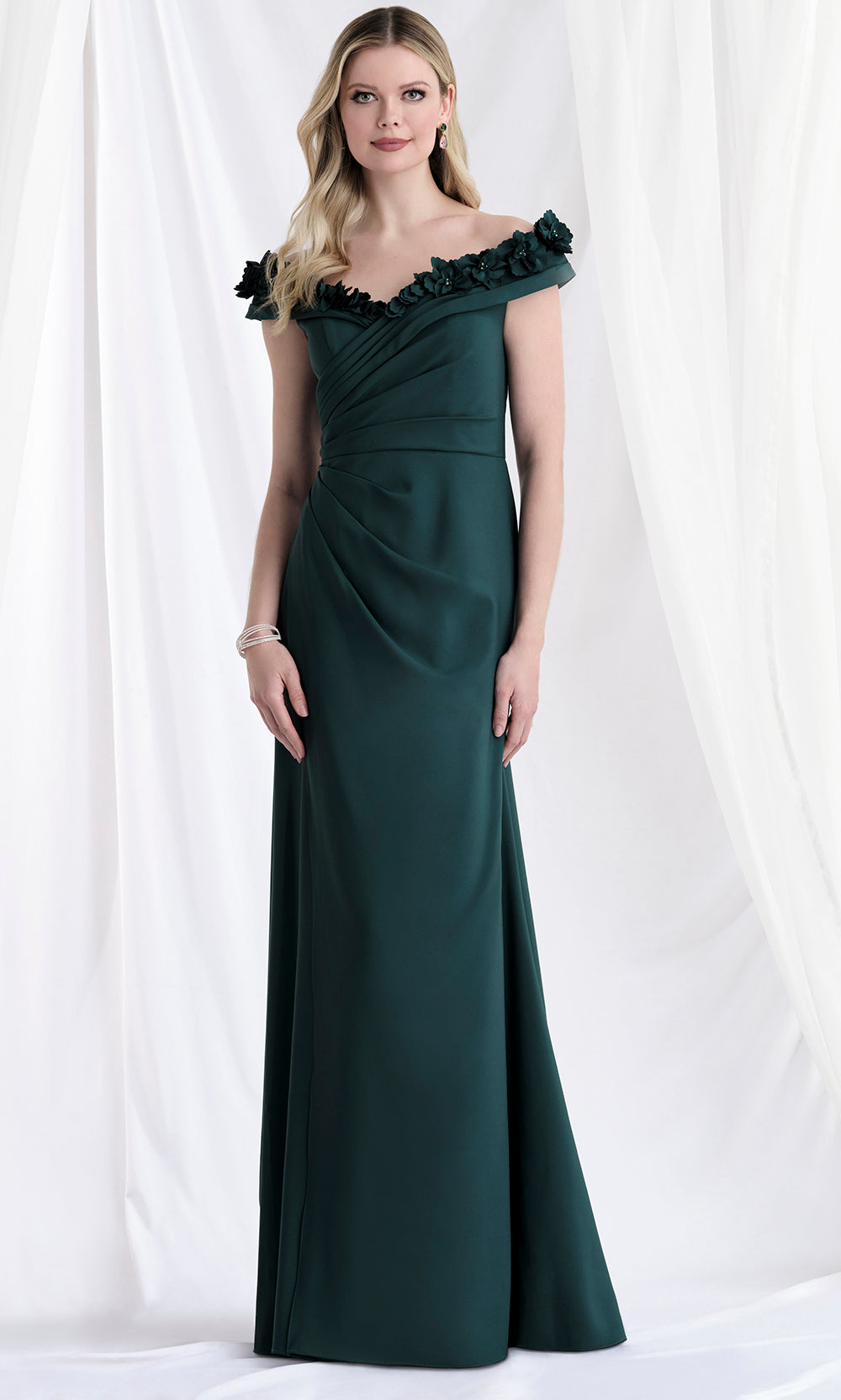 MGNY By Mori Lee 73183 - Floral Neckline Crepe Sheath Gown Mother of the Bride Dresses