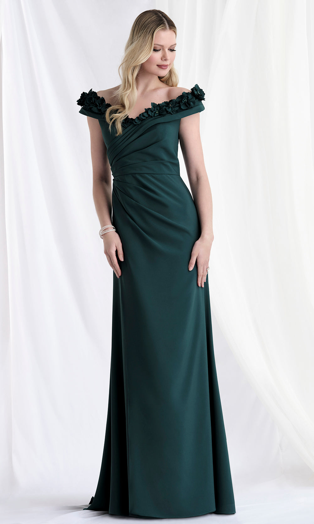 MGNY By Mori Lee 73183 - Floral Neckline Crepe Sheath Gown Mother of the Bride Dresses