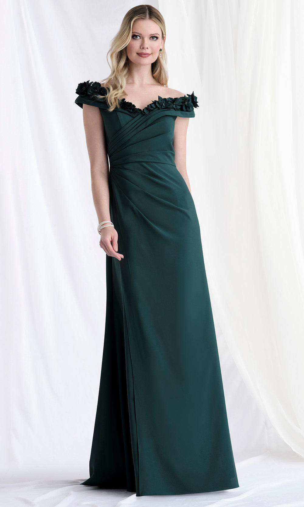 MGNY By Mori Lee 73183 - Floral Neckline Crepe Sheath Gown Mother of the Bride Dresses