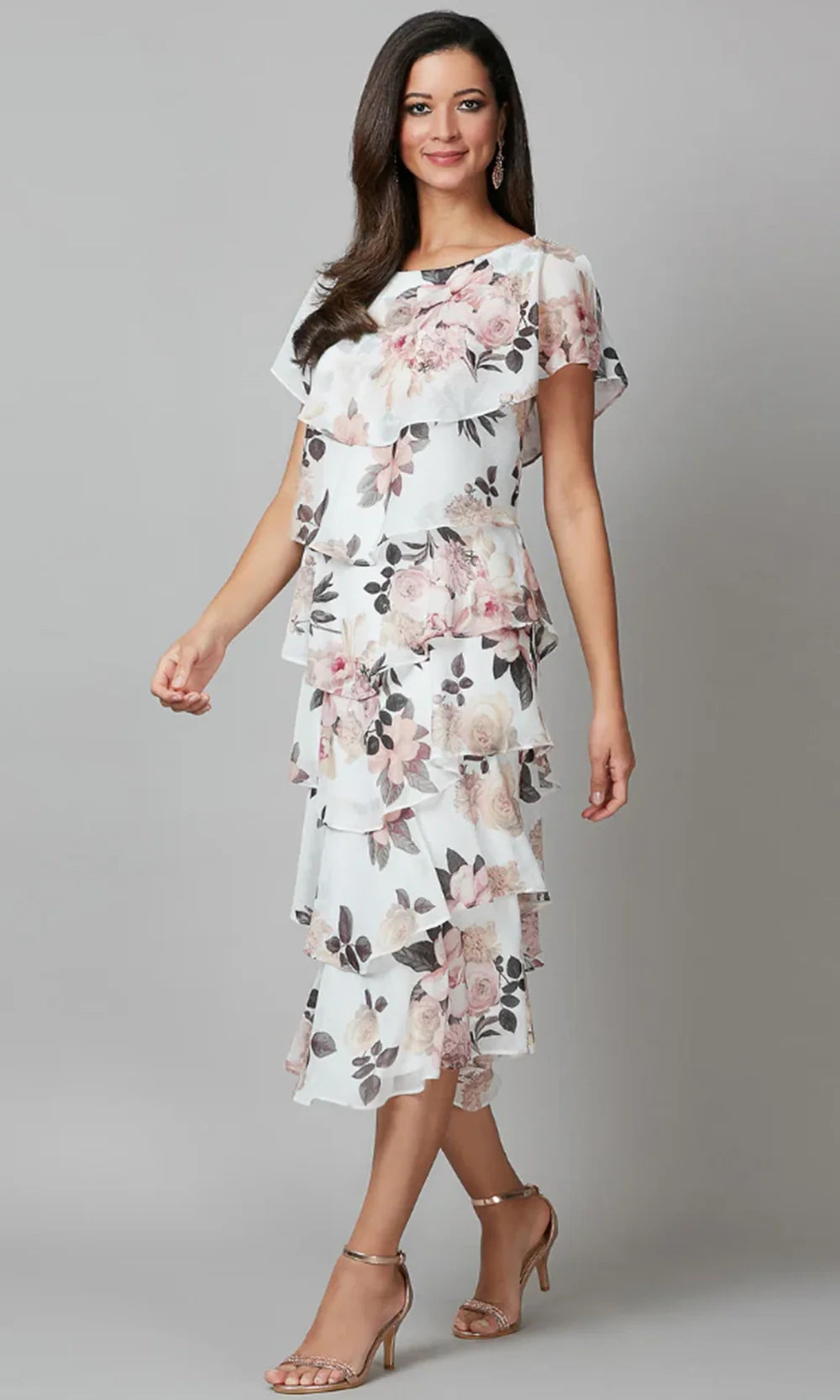 S.L. Fashions Dresses (SLNY) 9171803 - Capelet Sleeve Printed Dress S.L. Fashions Dresses (SLNY) 9171803 - Capelet Sleeve Printed Dress