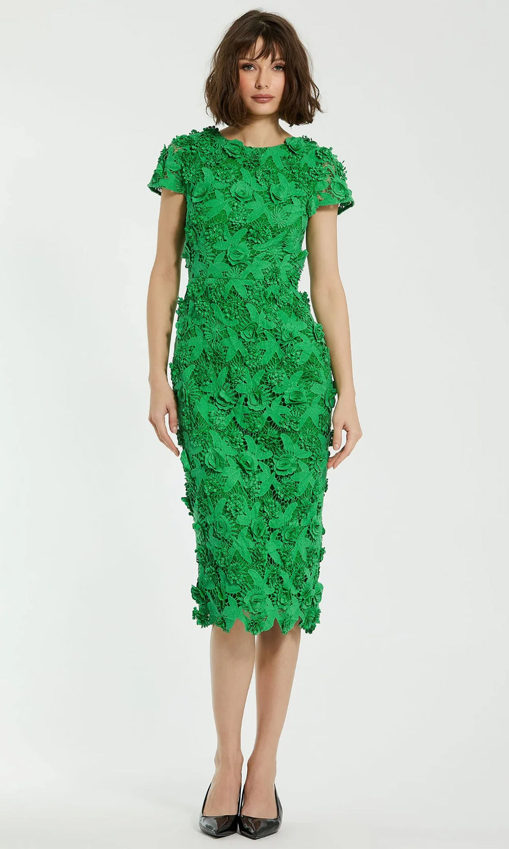 Mac Duggal 81022 - Short Sleeve Knee-Length Dress Special Occasion Dresses 0 /Spring Green